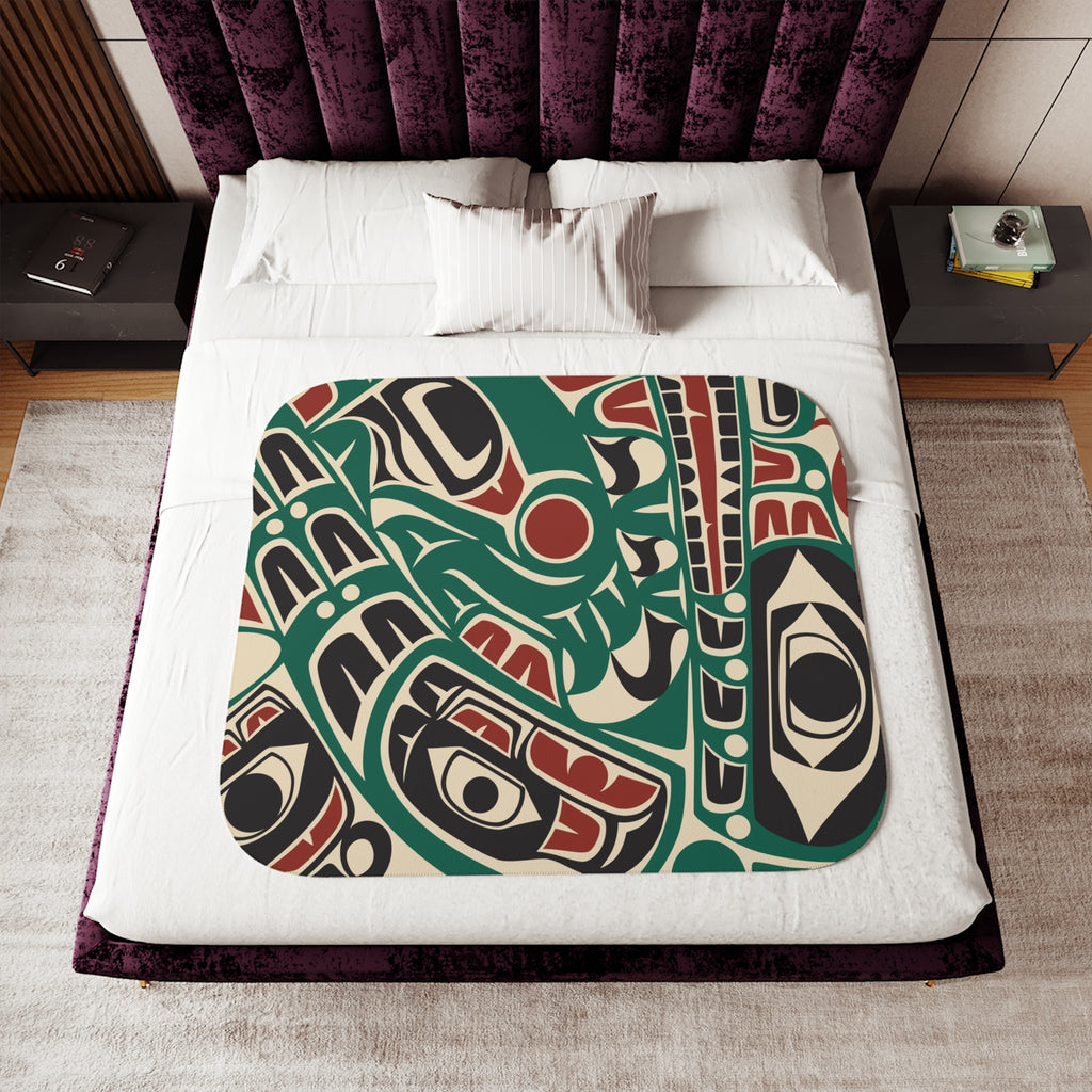 Sherpa Fleece Blanket - Classic Tribal Sea Monster - Northern Spiritlines™