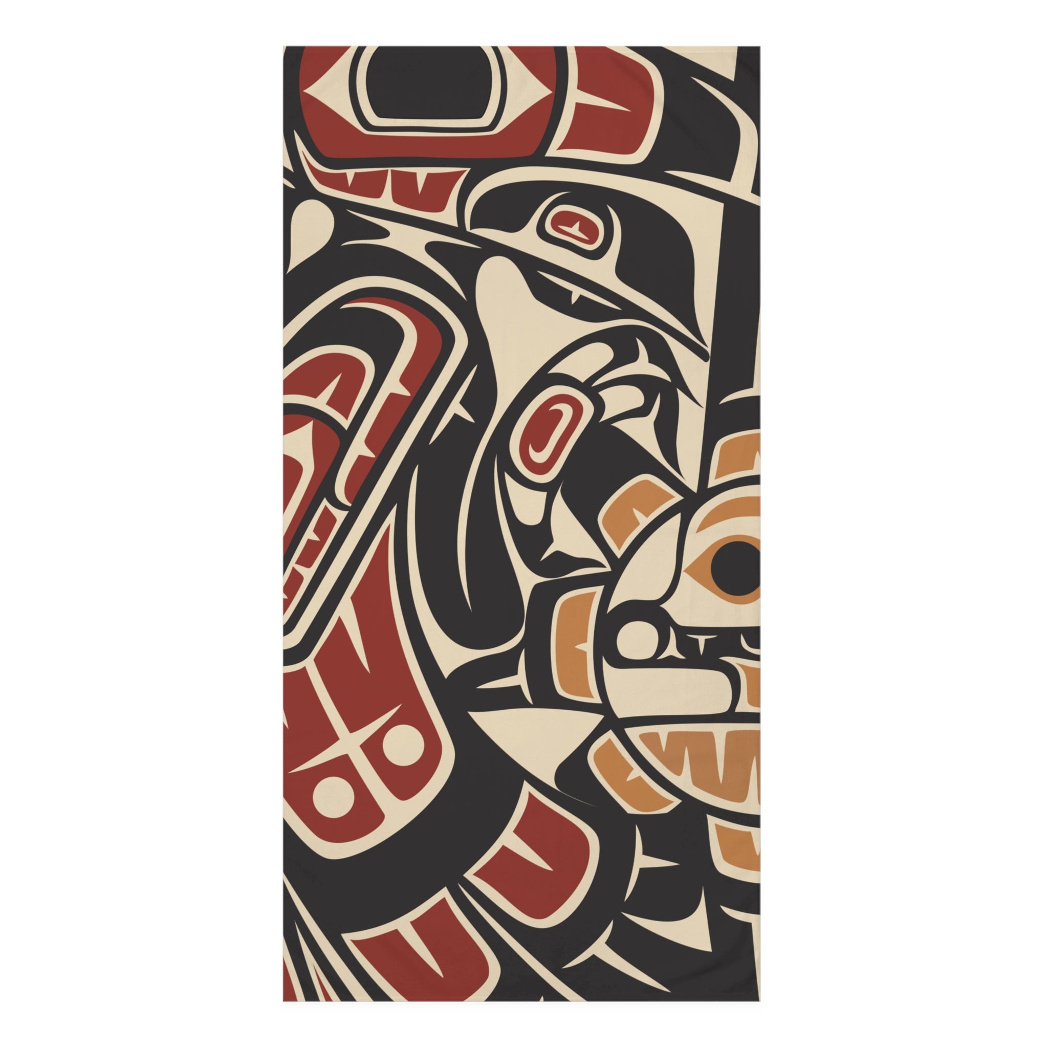 Mink-Cotton Bath Towel - Classic Tribal Raven Print - Northern Spiritlines™