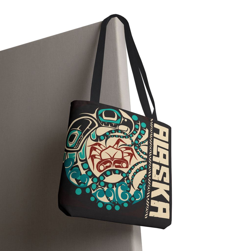 Canvas Tote Bag - Style No. 1 Rustic Alaska Tribal Octopus - AK State Line™ Collection