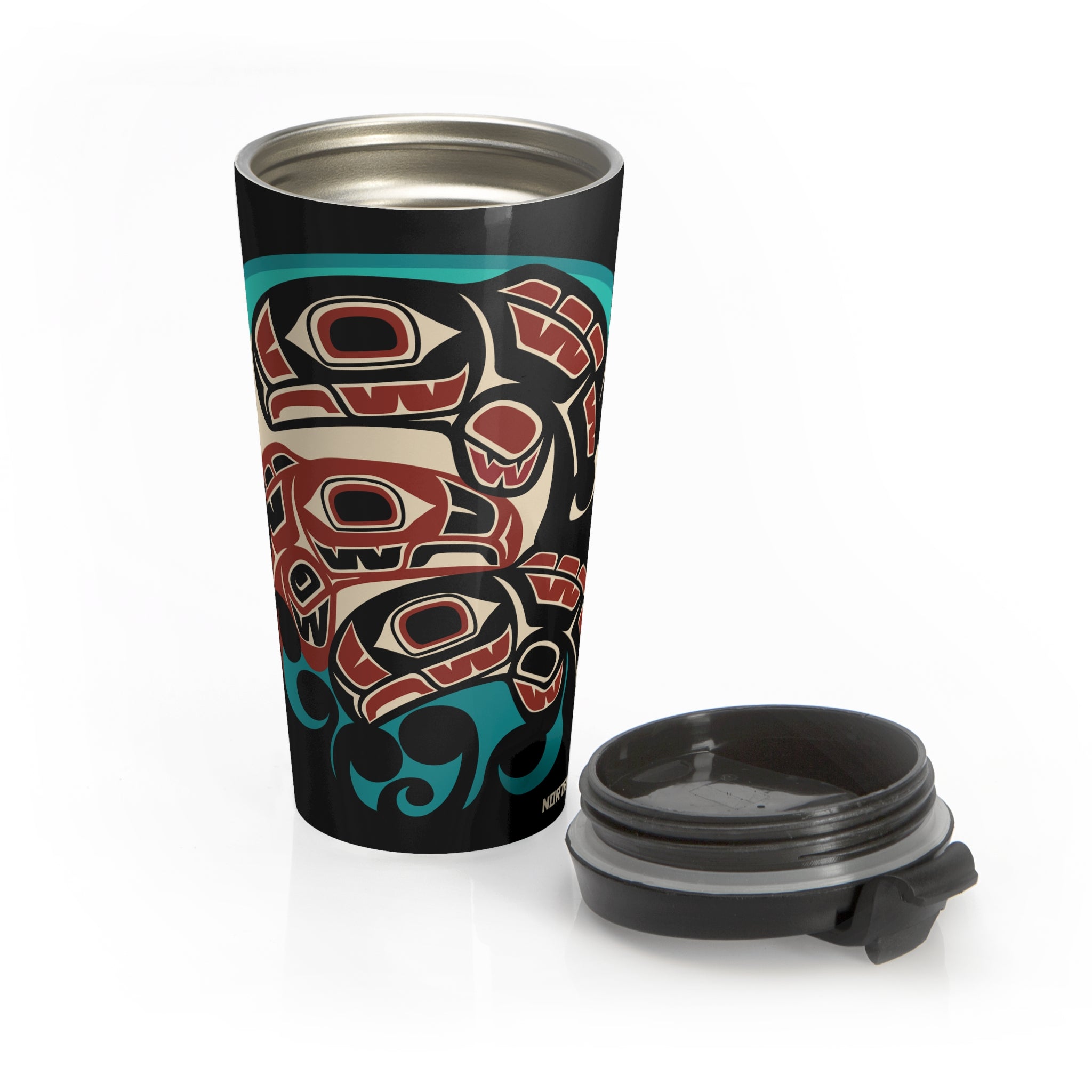 15 oz. Coffee Travel Tumbler | Classic Tribal Salmon | Signature Collection