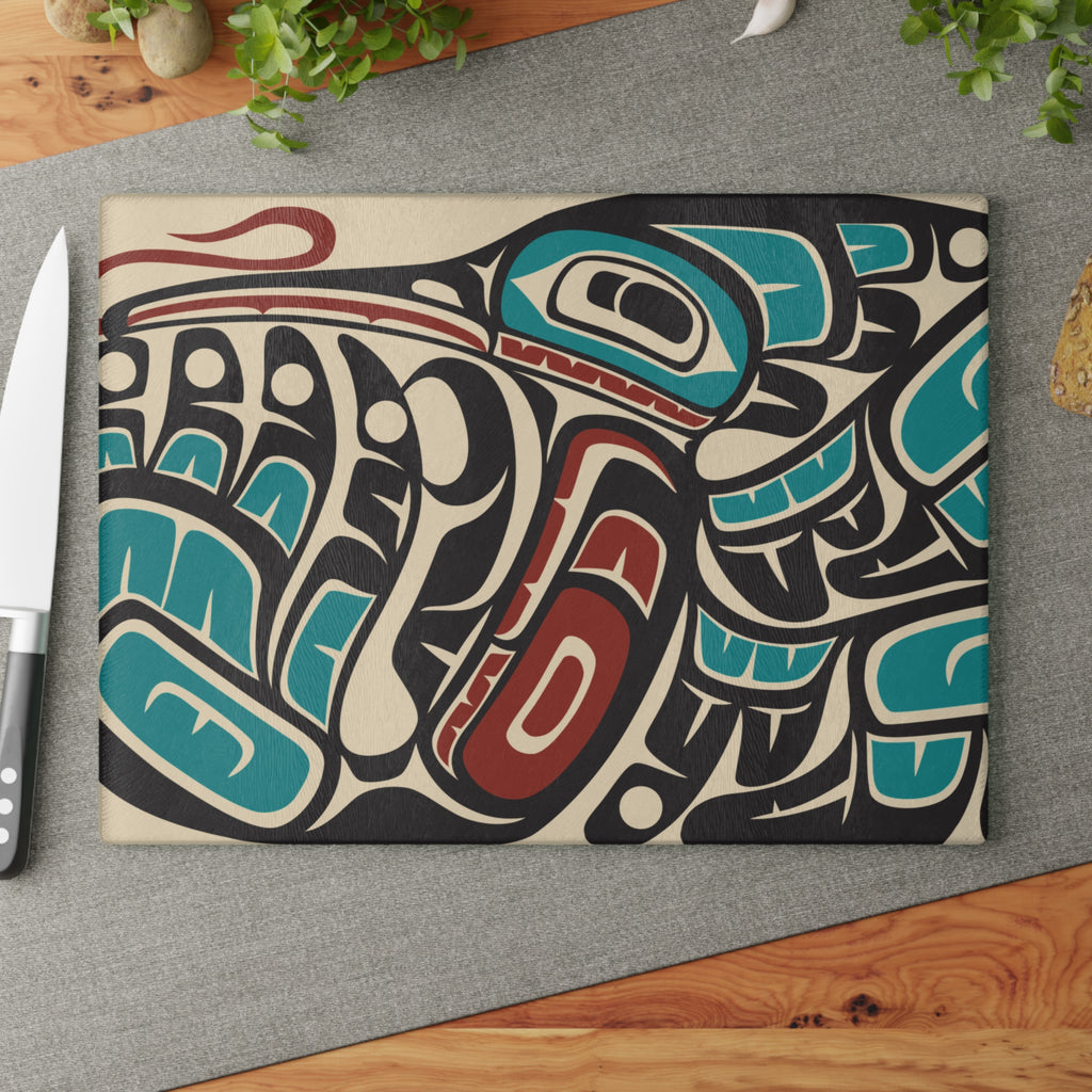 Glass Cutting Board - Classic Tribal Hummingbird Print - Northern Spiritlines™