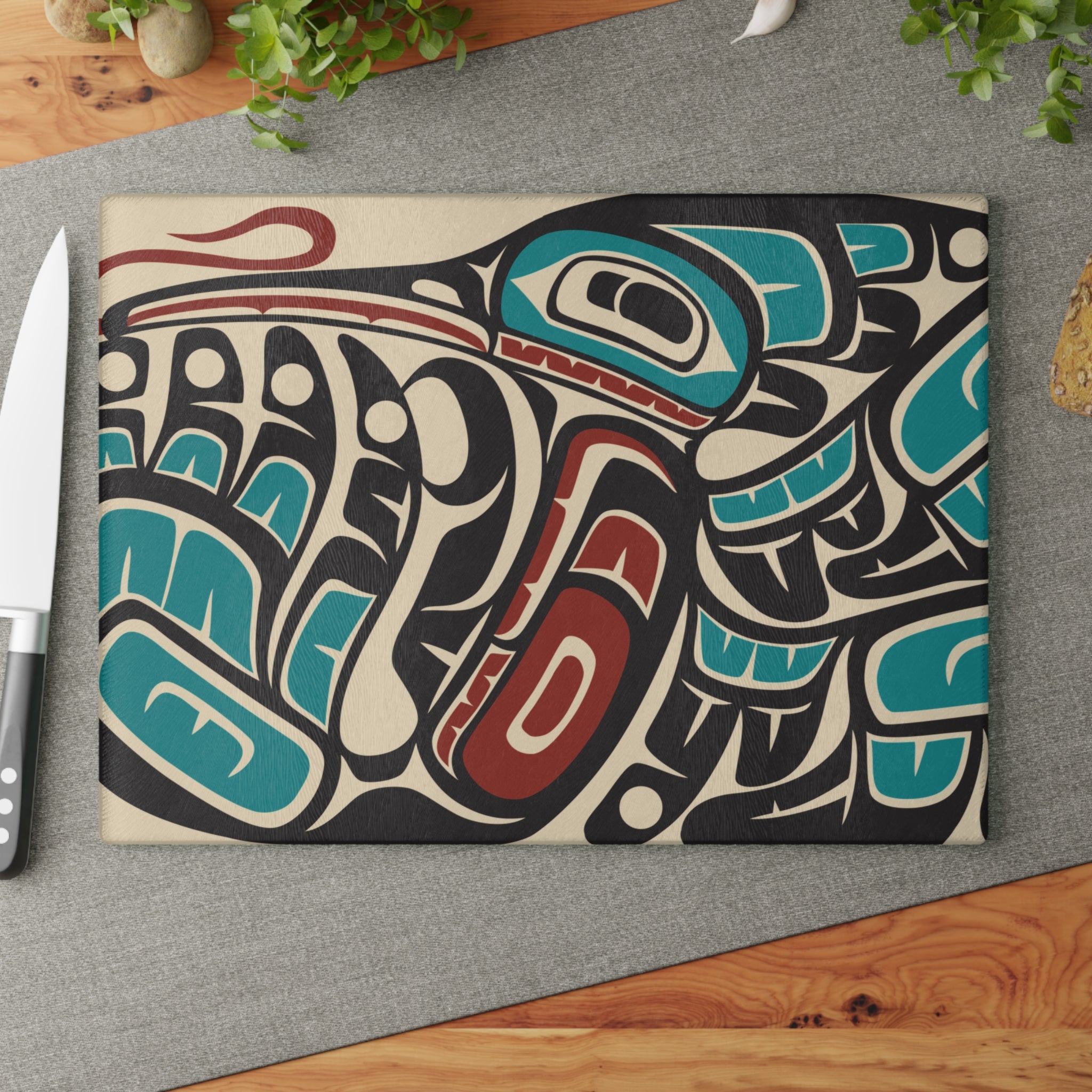 Glass Cutting Board - Classic Tribal Hummingbird Print - Northern Spiritlines™