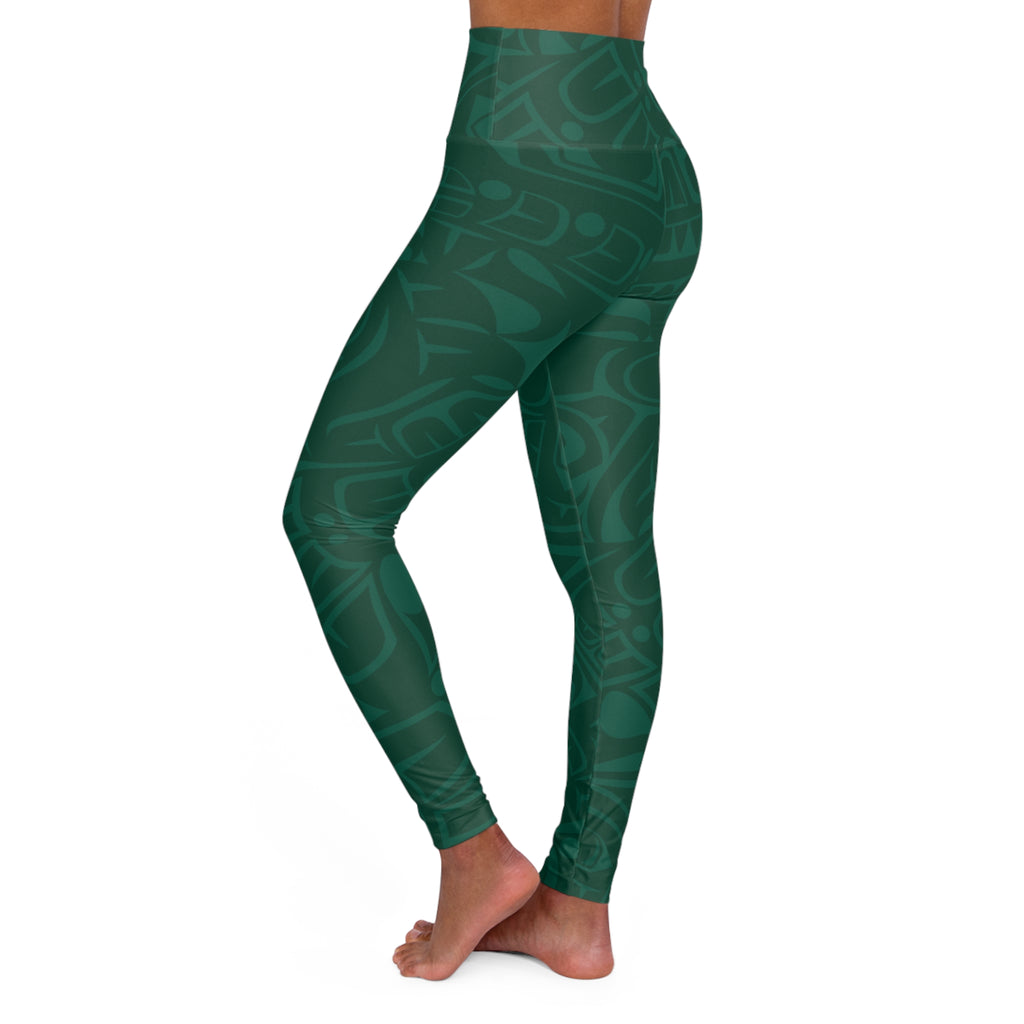 High Waisted Legging, Yoga Pant | Classic Tribal Print in Spruce Green | Spiritline Outfitters™