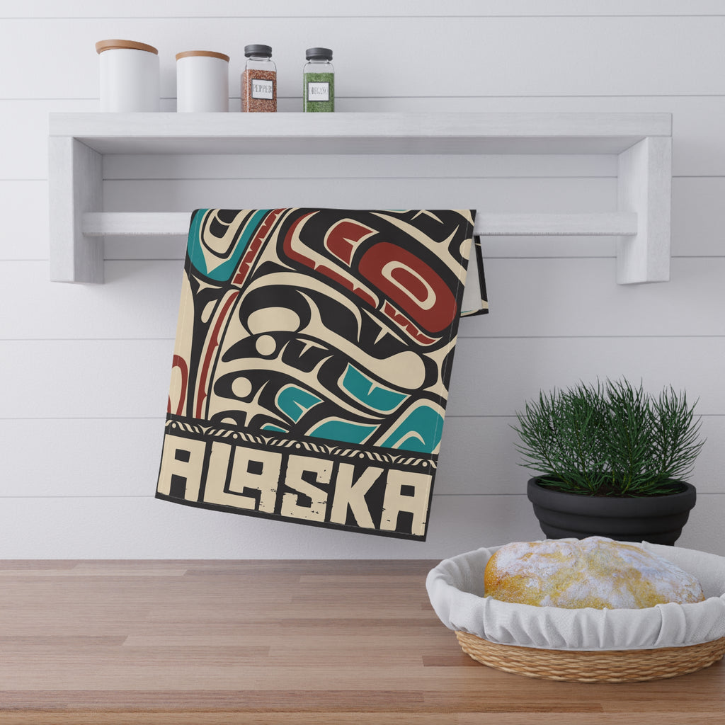 Cotton Twill Tea Towel - Alaska Tribal Hummingbird - AK State Line™ Collection
