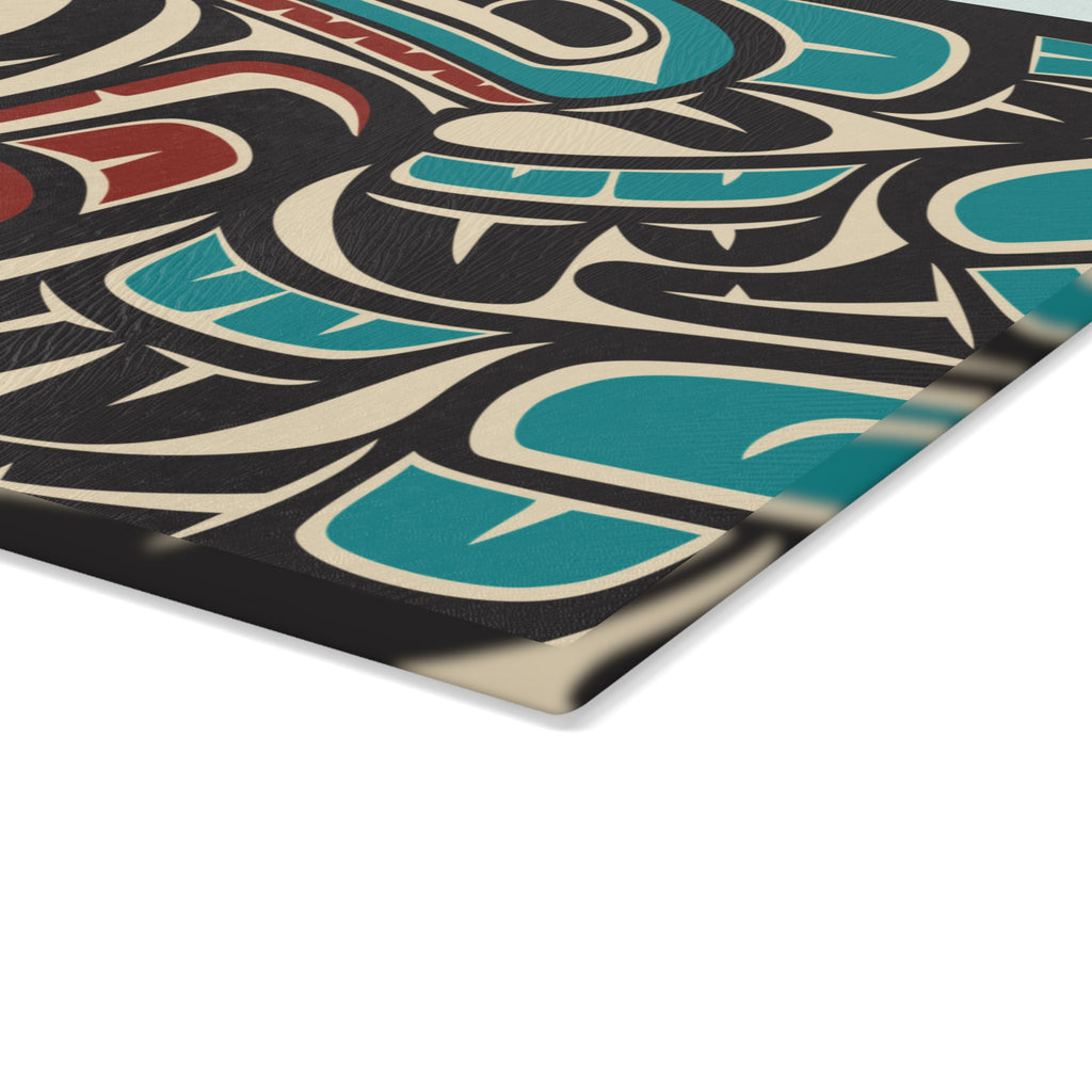 Glass Cutting Board - Classic Tribal Hummingbird Print - Northern Spiritlines™