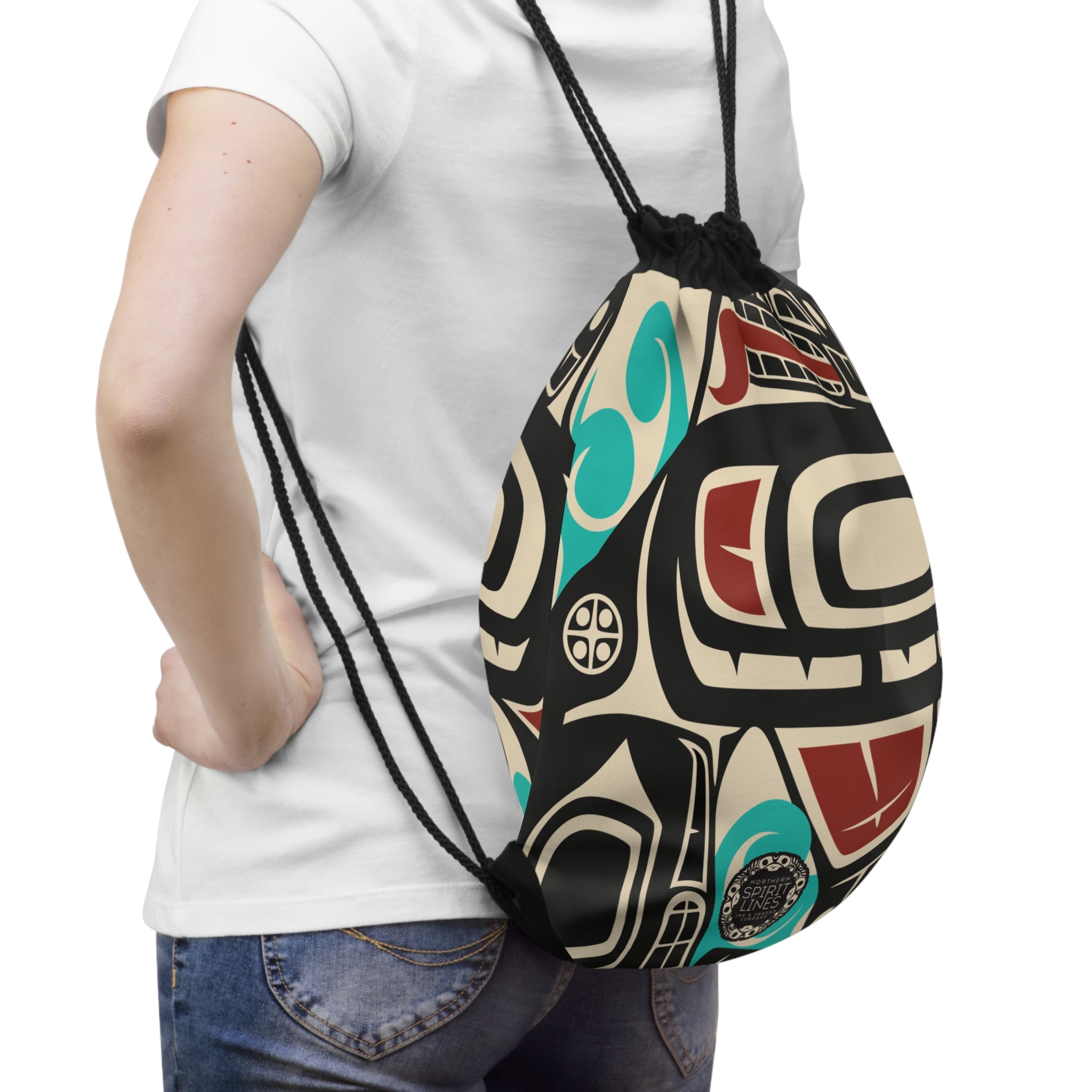 Drawstring Bag - Classic Tribal Orca Print - Northern Spiritlines™