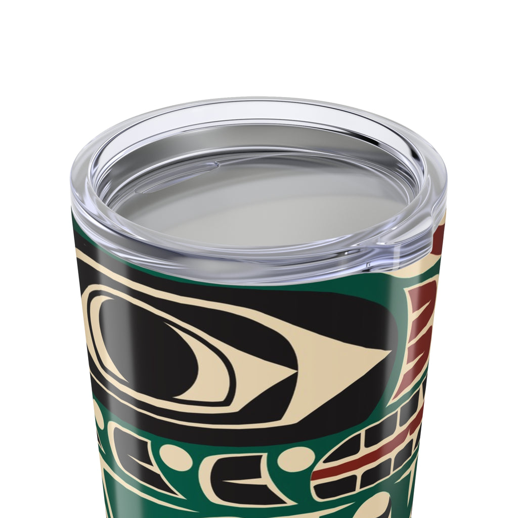 20 oz. Stainless Steel Tumbler w/ Lid - Rustic Alaska Tribal Sea Monster - AK State Line™ Collection