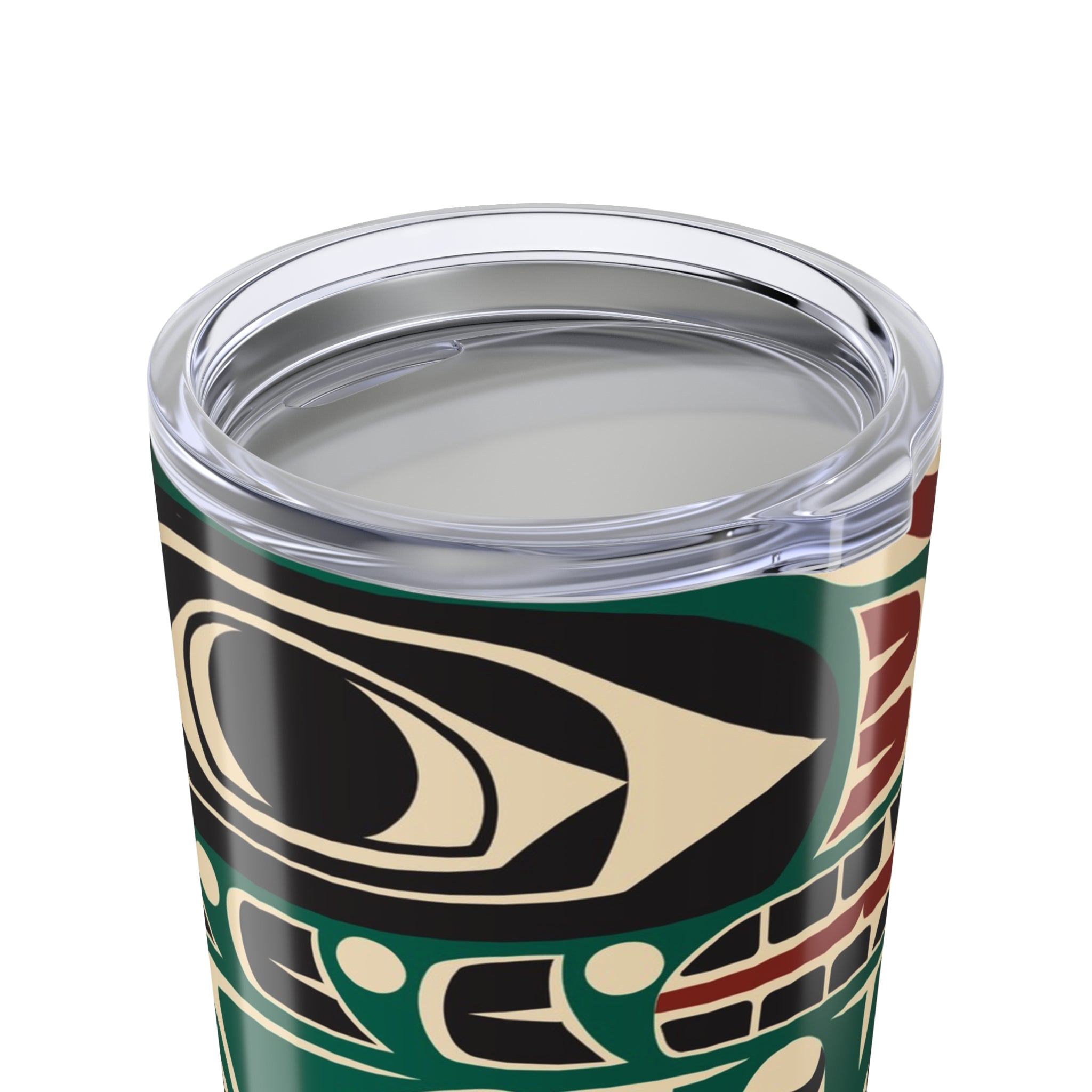 20 oz. Stainless Steel Tumbler w/ Lid - Rustic Alaska Tribal Sea Monster - AK State Line™ Collection