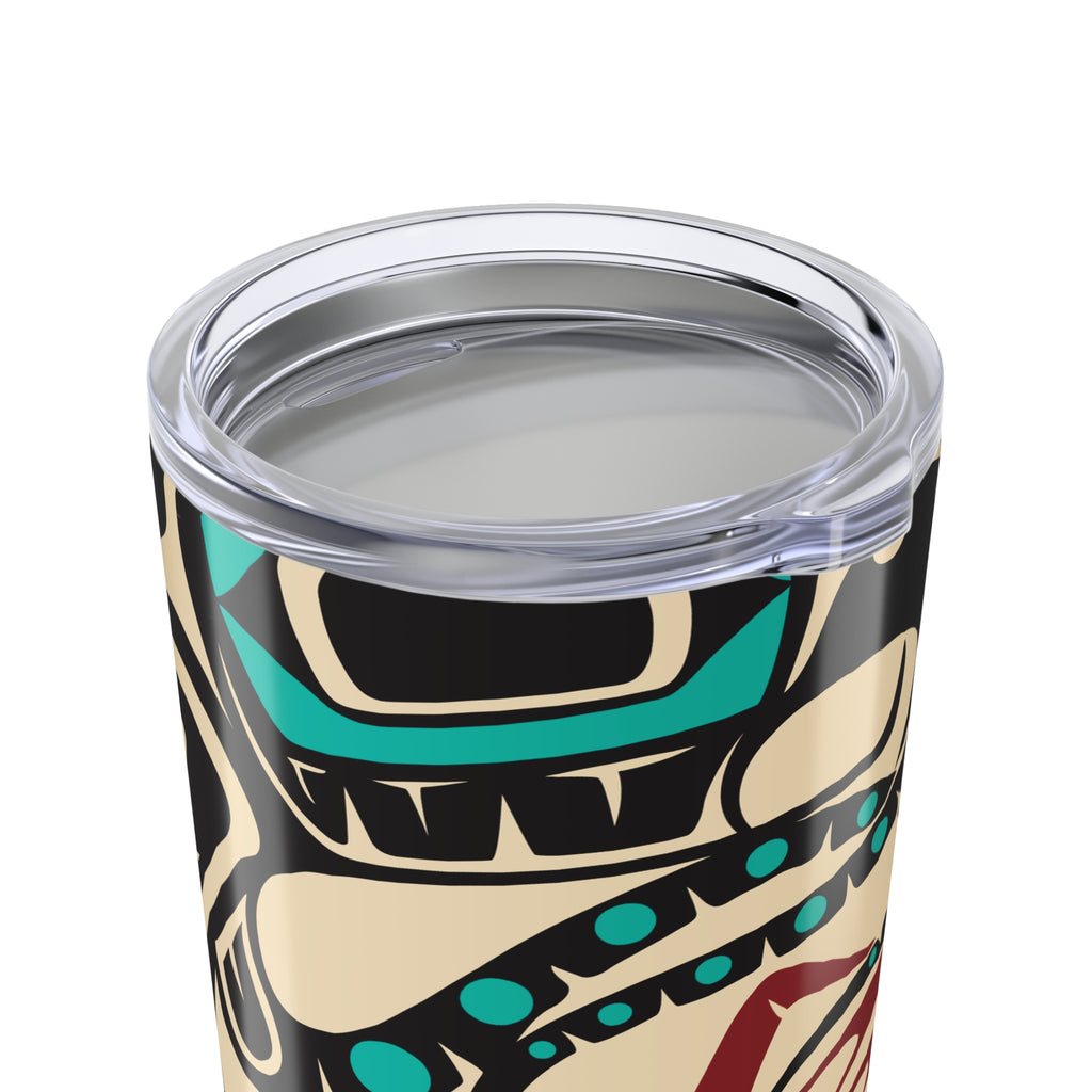 20 oz. Stainless Steel Tumbler w/ Lid - Rustic Alaska Tribal Octopus - AK State Line™ Collection