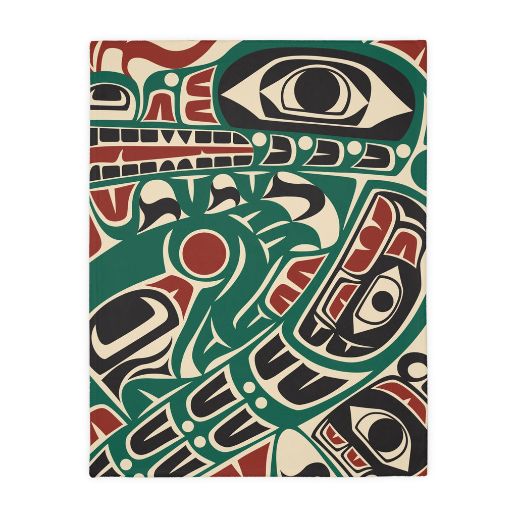 Reversible Plush Blanket - Classic Tribal Sea Monster - Northern Spiritlines™