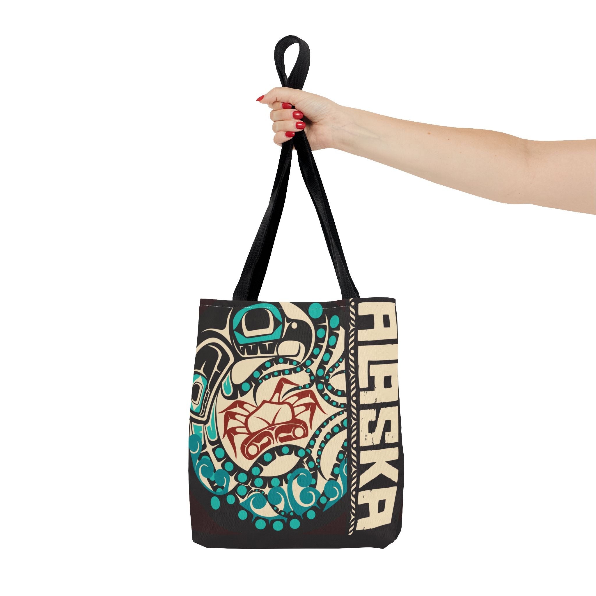 Canvas Tote Bag - Style No. 1 Rustic Alaska Tribal Octopus - AK State Line™ Collection