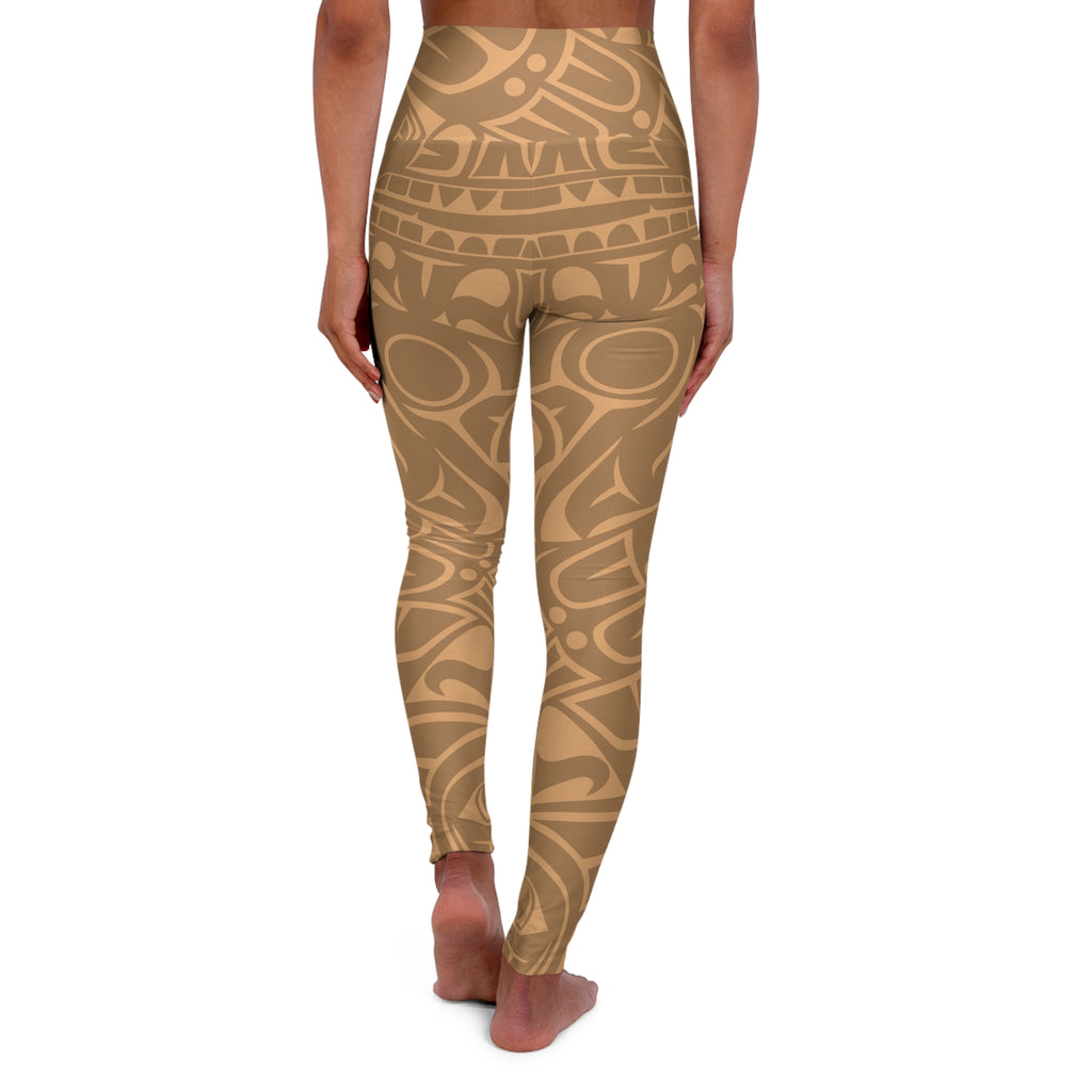 High Waisted Legging, Yoga Pant - Classic Tribal Print in Gold Rush - Northern Spiritlines™