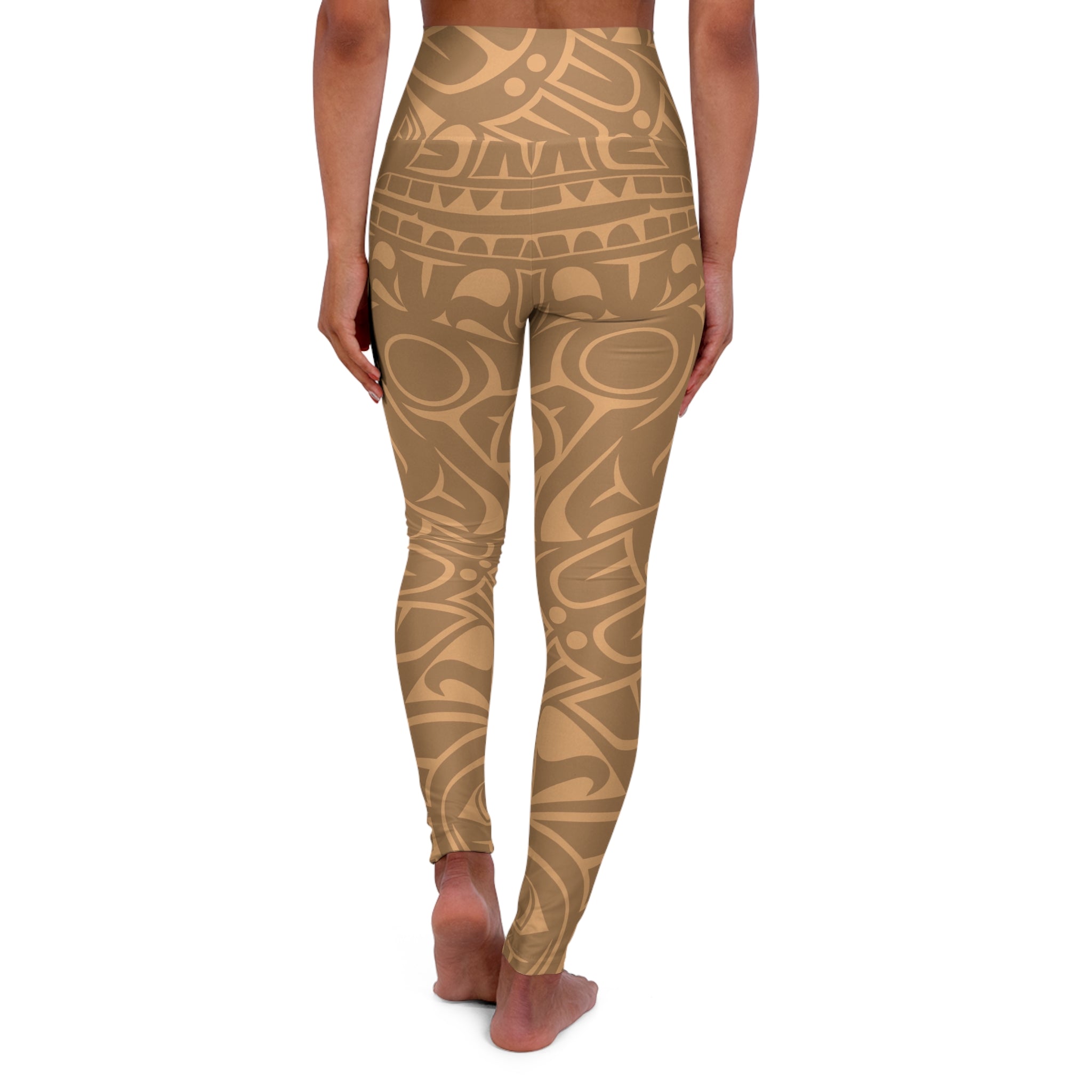 High Waisted Legging, Yoga Pant - Classic Tribal Print in Gold Rush - Northern Spiritlines™