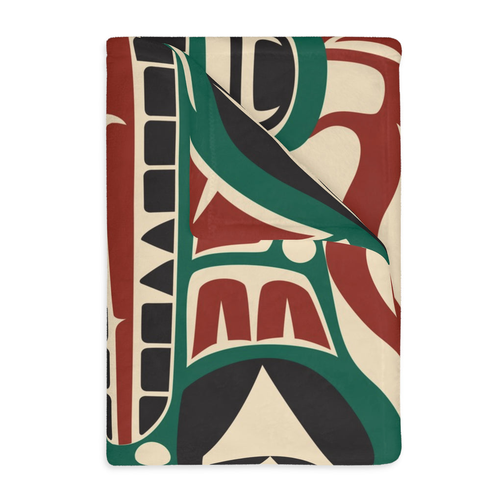 Reversible Plush Blanket - Classic Tribal Sea Monster - Northern Spiritlines™