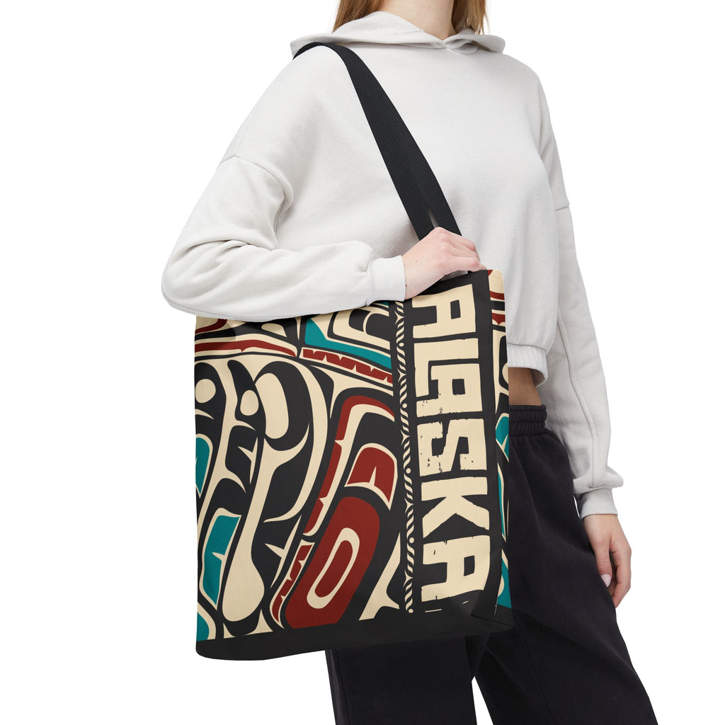 Canvas Tote Bag - Style No. 1 Rustic Alaska Tribal Hummingbird - AK State Line™ Collection