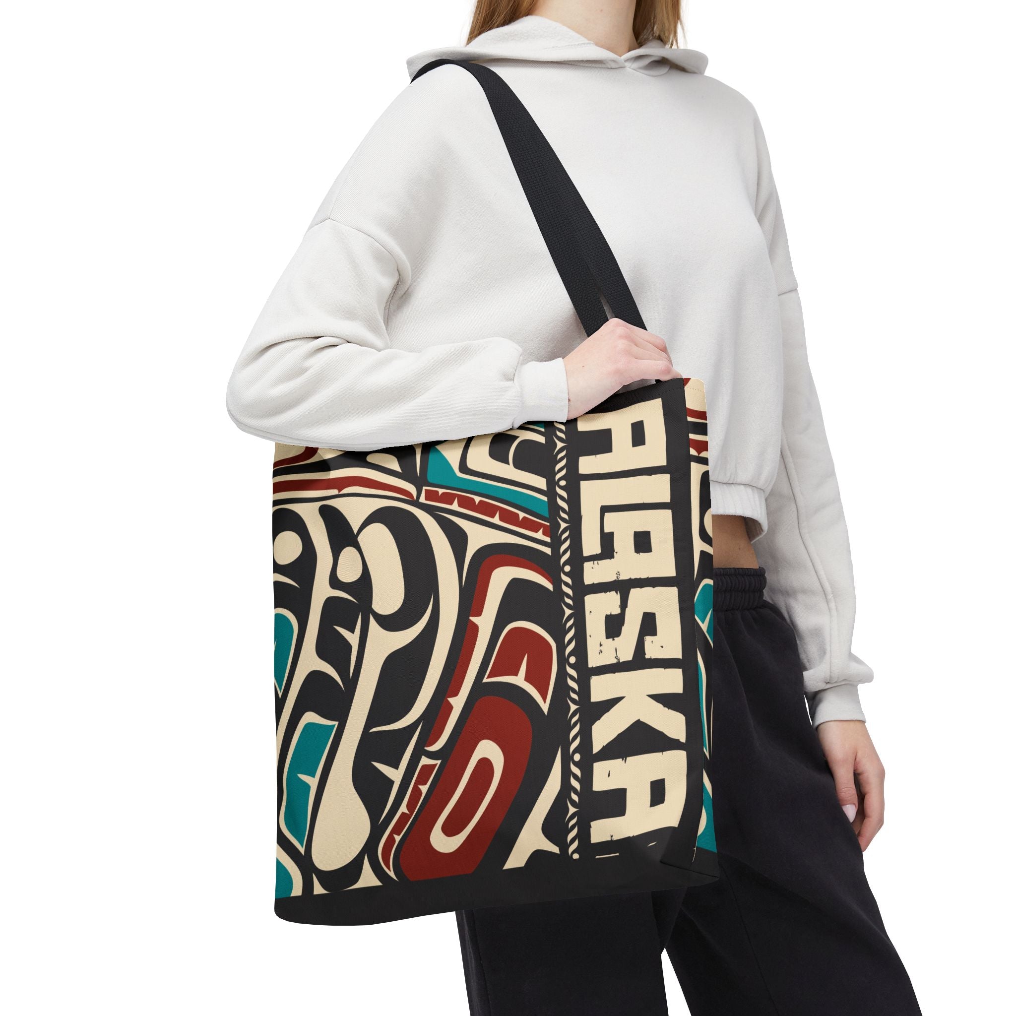 Canvas Tote Bag - Style No. 1 Rustic Alaska Tribal Hummingbird - AK State Line™ Collection
