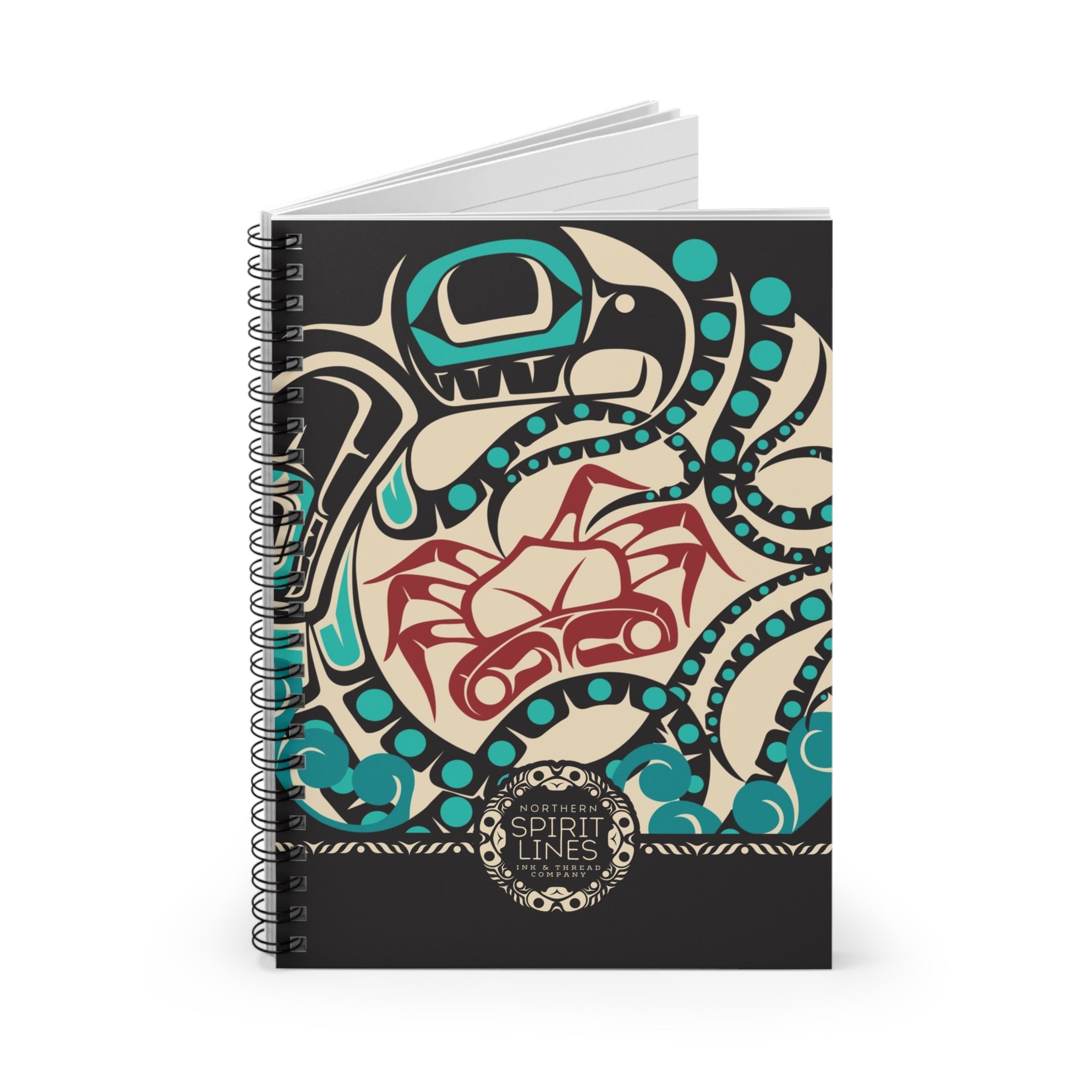 Spiral Notebook, Journal - Classic Tribal Octopus Print - Northern Spiritlines™