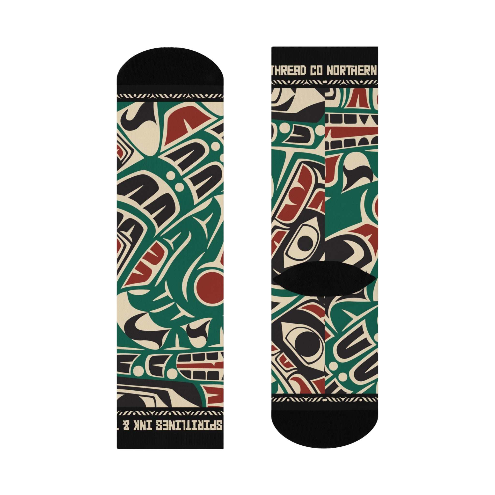 Crew Socks - Cushion Bottom - Classic Tribal Sea Monster Print - Northern Spiritlines™