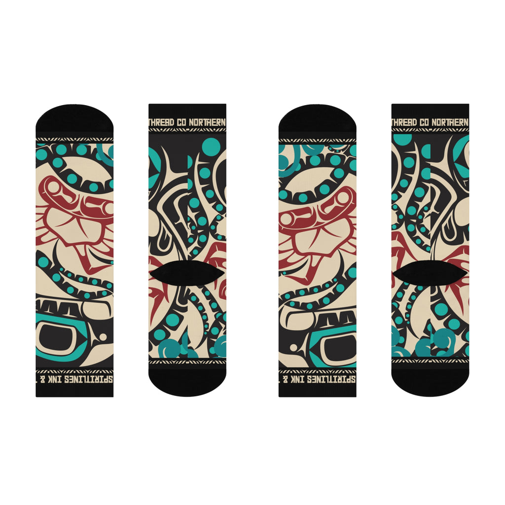 Crew Socks - Cushion Bottom - Classic Tribal Octopus Print - Northern Spiritlines™