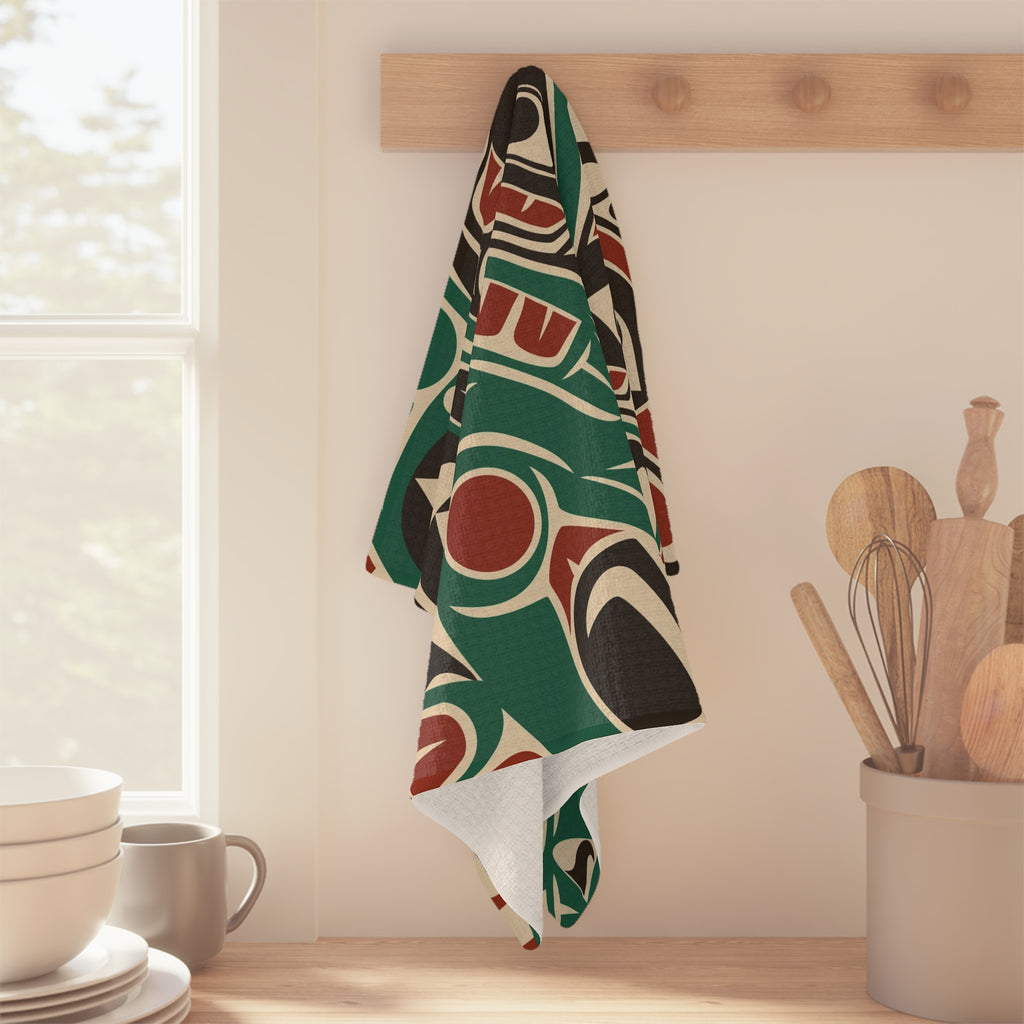Microfiber Tea Towel - Classic Tribal Sea Monster Print - Northern Spiritlines™
