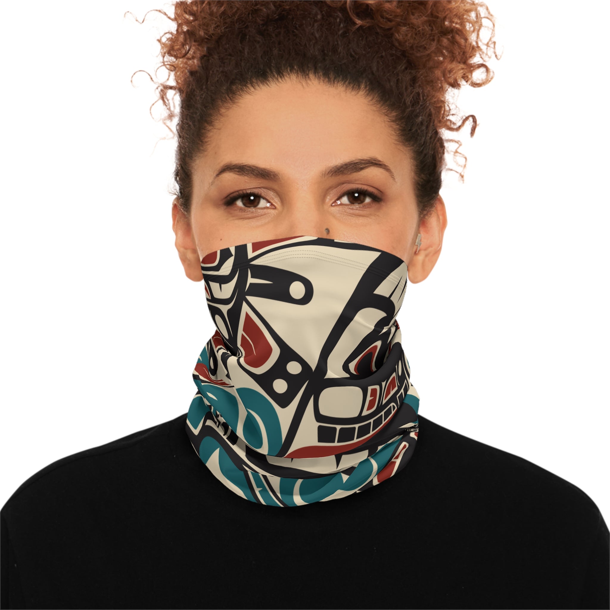 Neck Gaiter, Headband with Drawstring - Classic Tribal Orca Print - Northern Spiritlines™