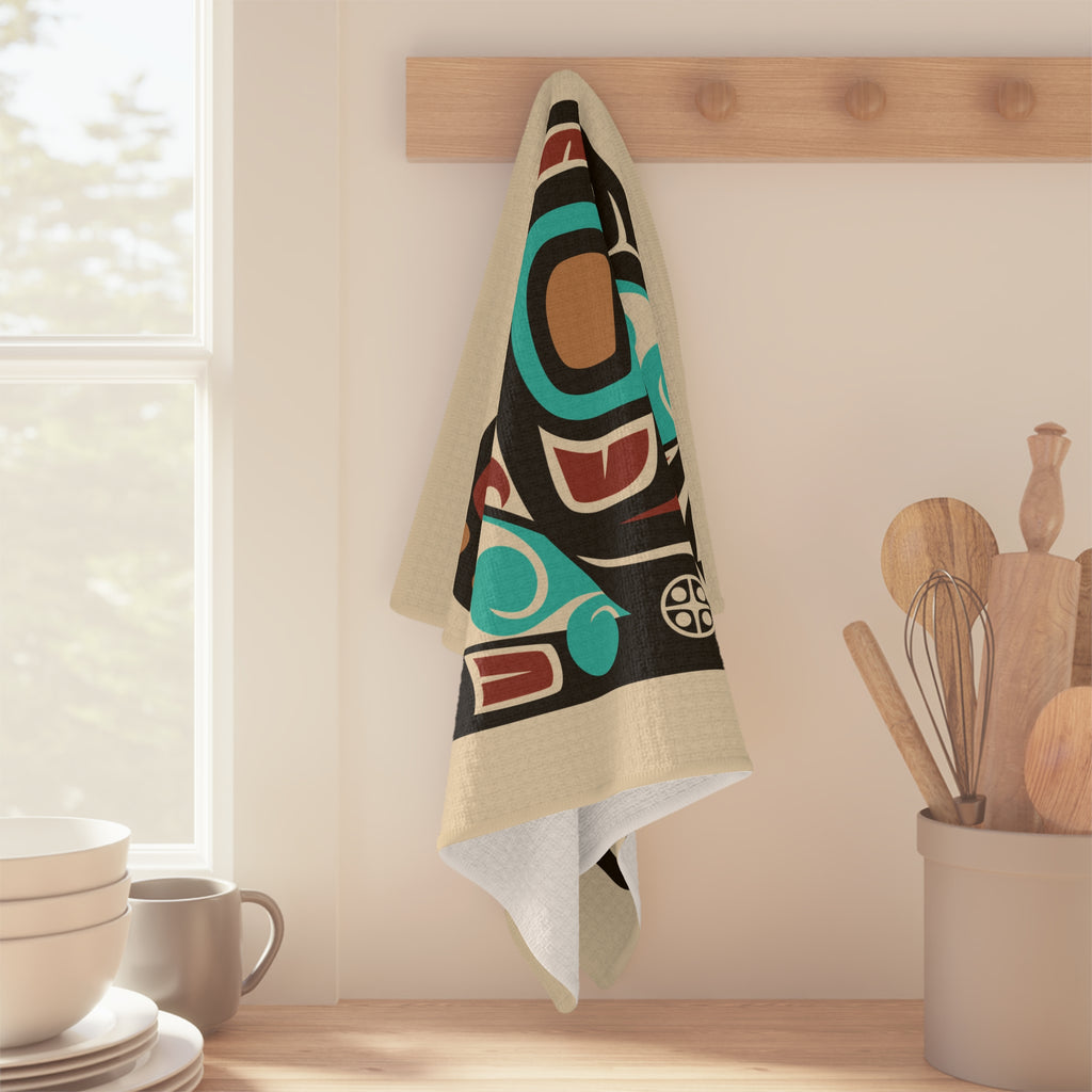 Tea Towel | 18x30" Waffle Weave | Tribal Orca | Signature Collection