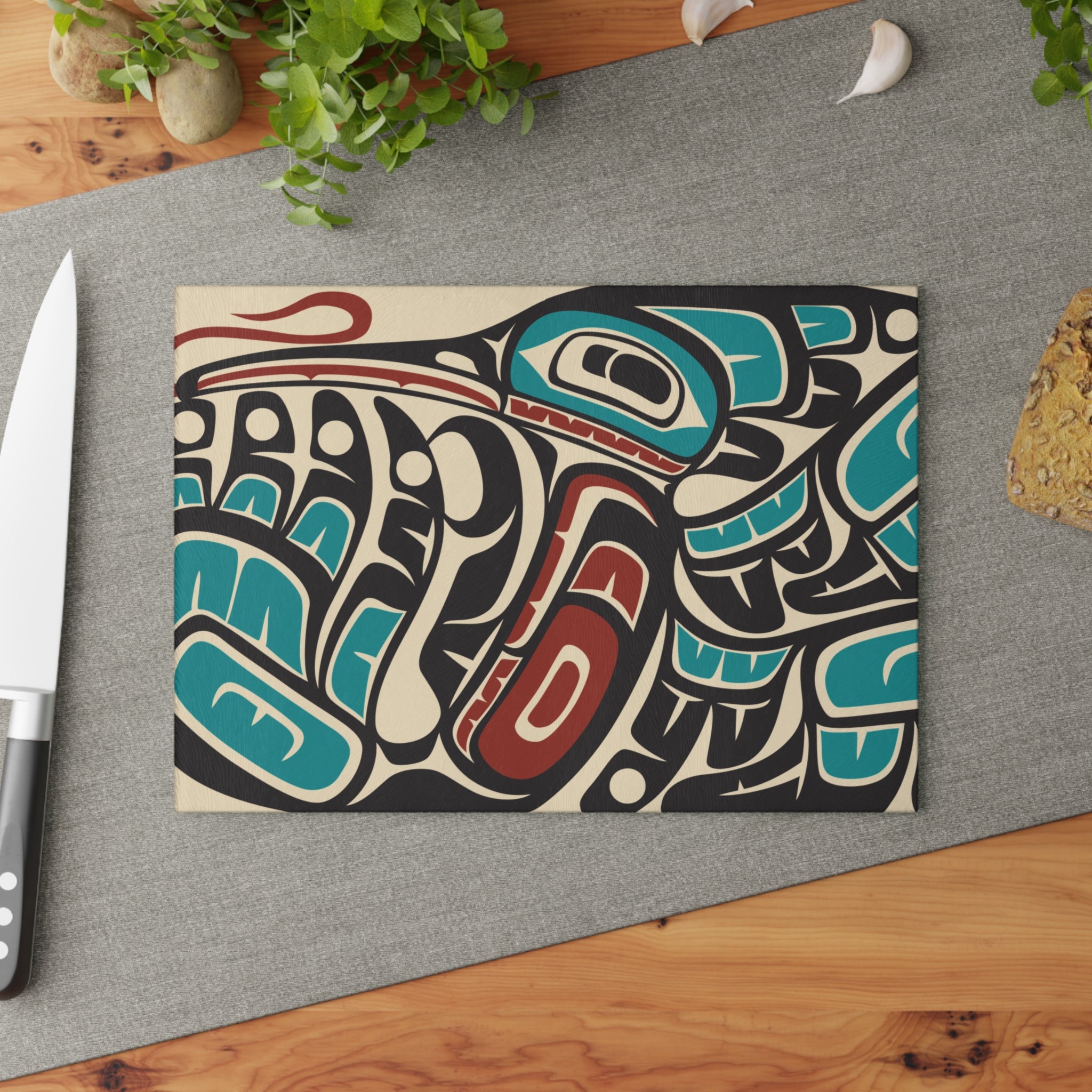 Glass Cutting Board - Classic Tribal Hummingbird Print - Northern Spiritlines™