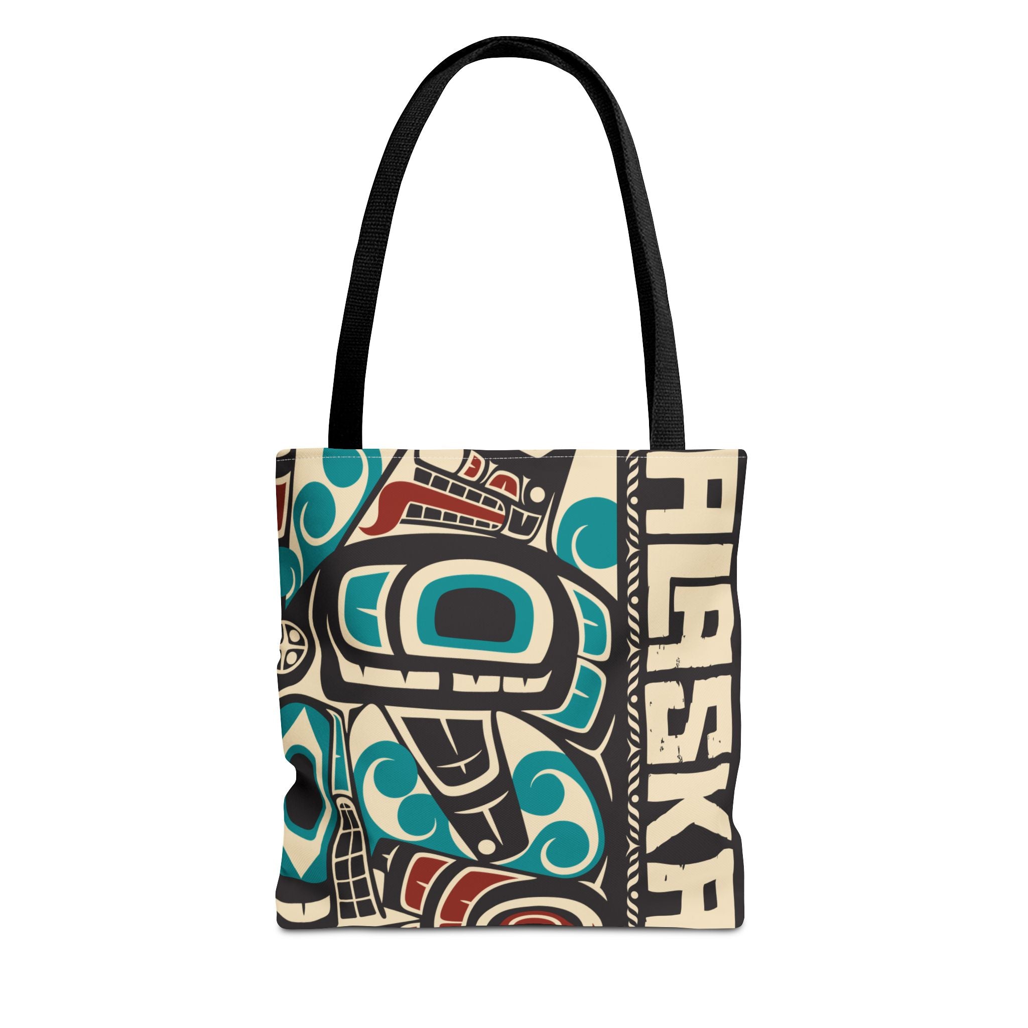 Canvas Tote Bag - Style No. 1 Rustic Alaska Tribal Orca - AK State Line™
