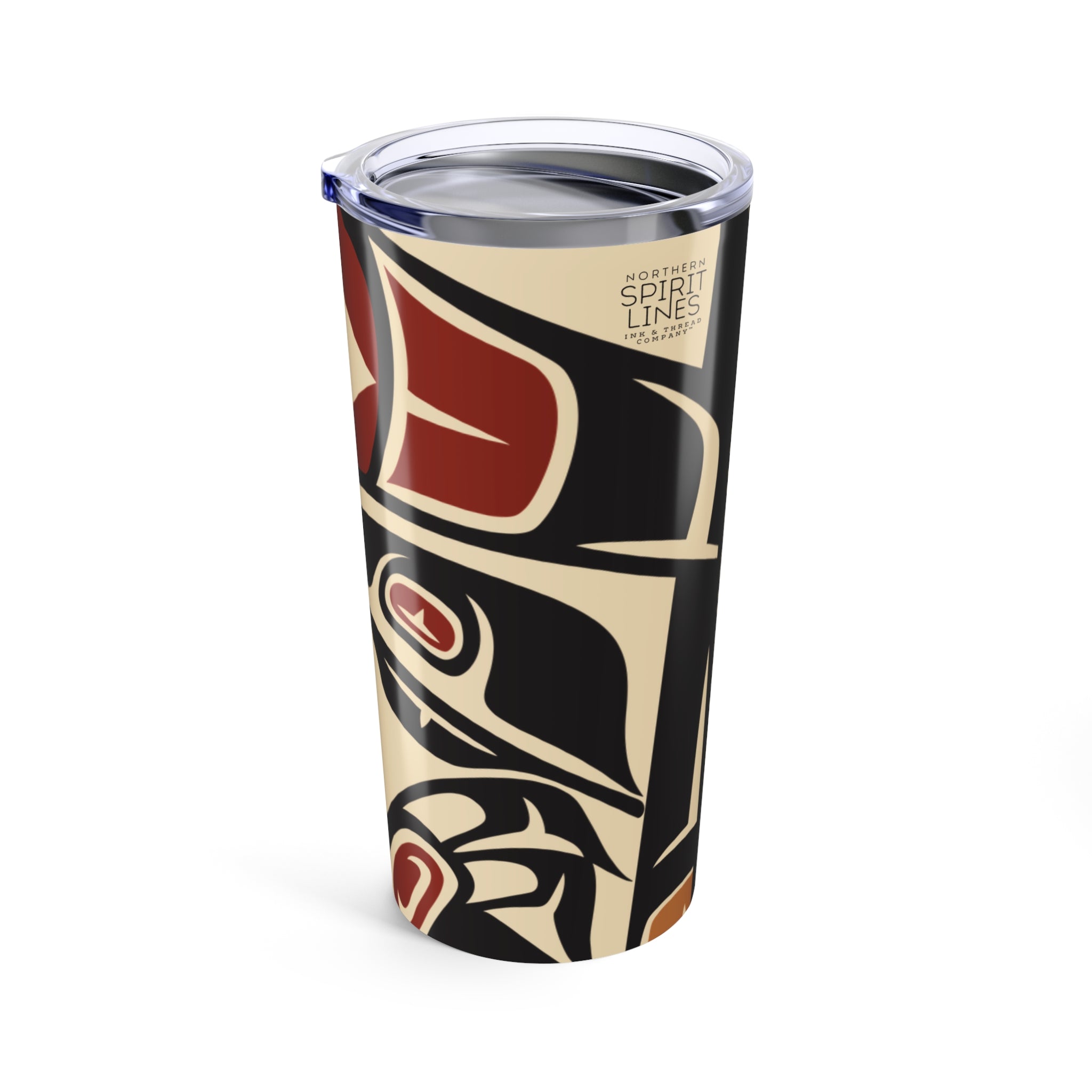 20 oz. Stainless Steel Tumbler w/ Lid - Classic Tribal Raven Print - Northern Spiritlines™