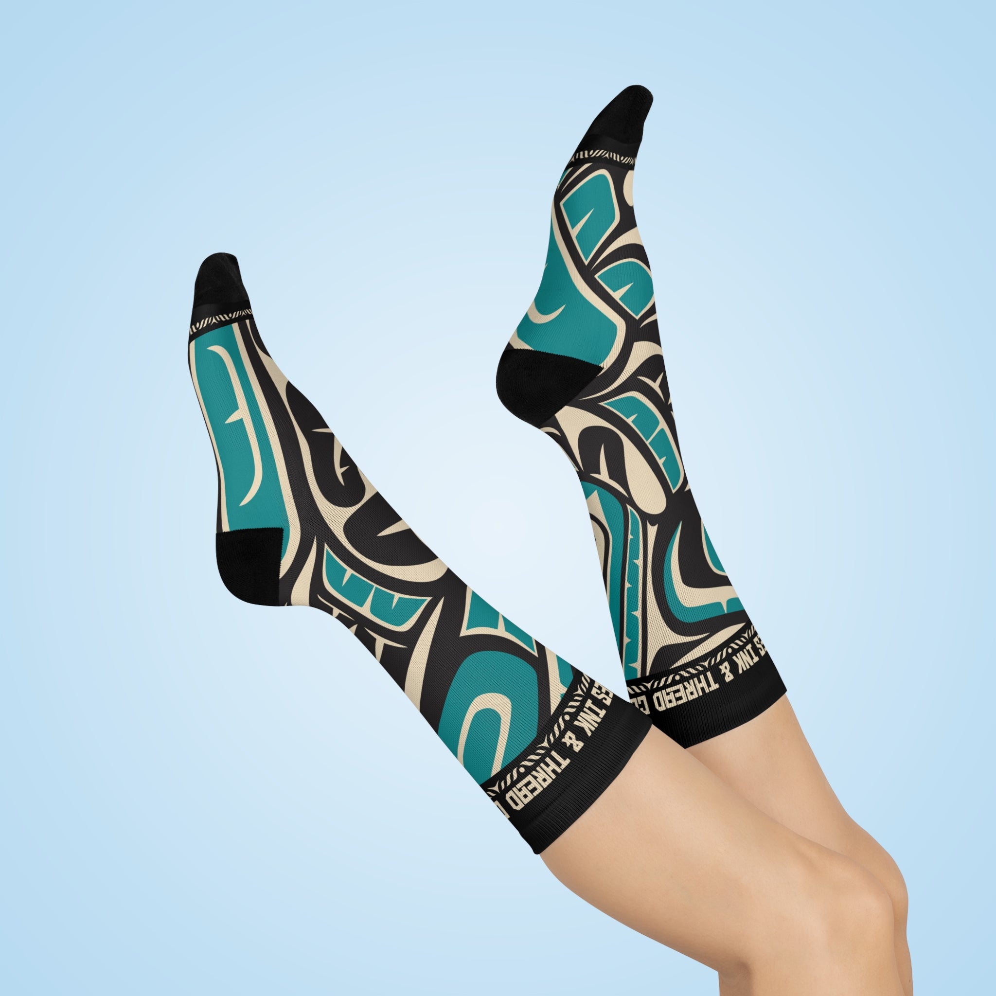 Crew Socks - Cushion Bottom - Classic Tribal Hummingbird Print - Northern Spiritlines™