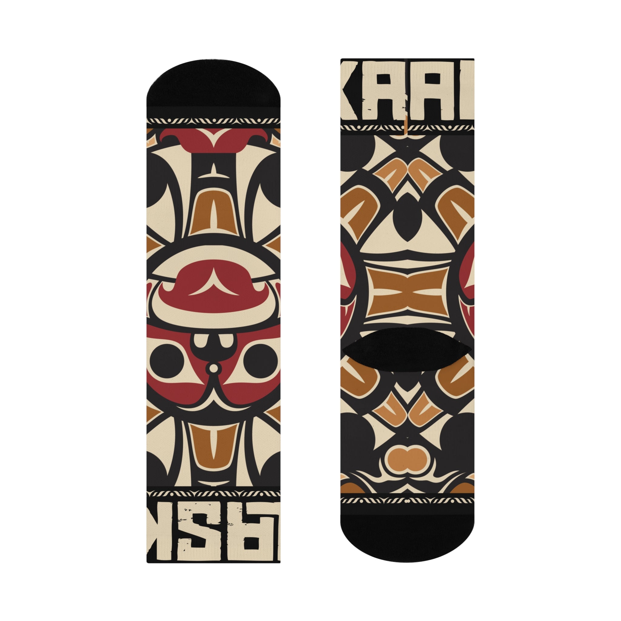 Crew Socks - Cushion Bottom - Rustic Alaska Tribal Sun - AK State Line™ Collection