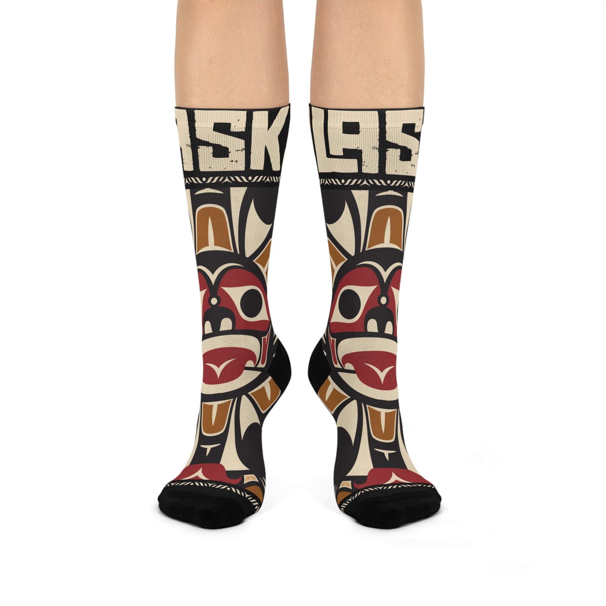Crew Socks - Cushion Bottom - Rustic Alaska Tribal Sun - AK State Line™ Collection