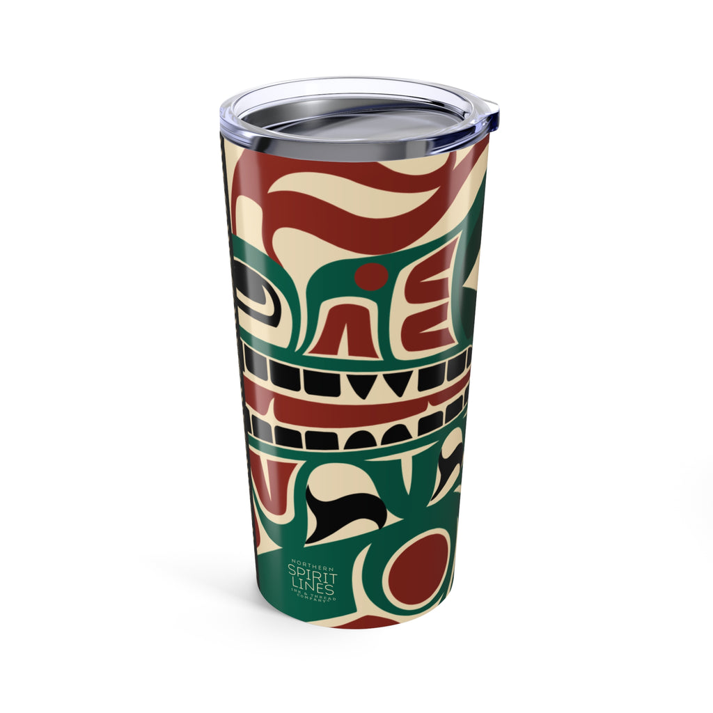 20 oz. Stainless Steel Tumbler w/ Lid - Classic Tribal Sea Monster Print - Northern Spiritlines™