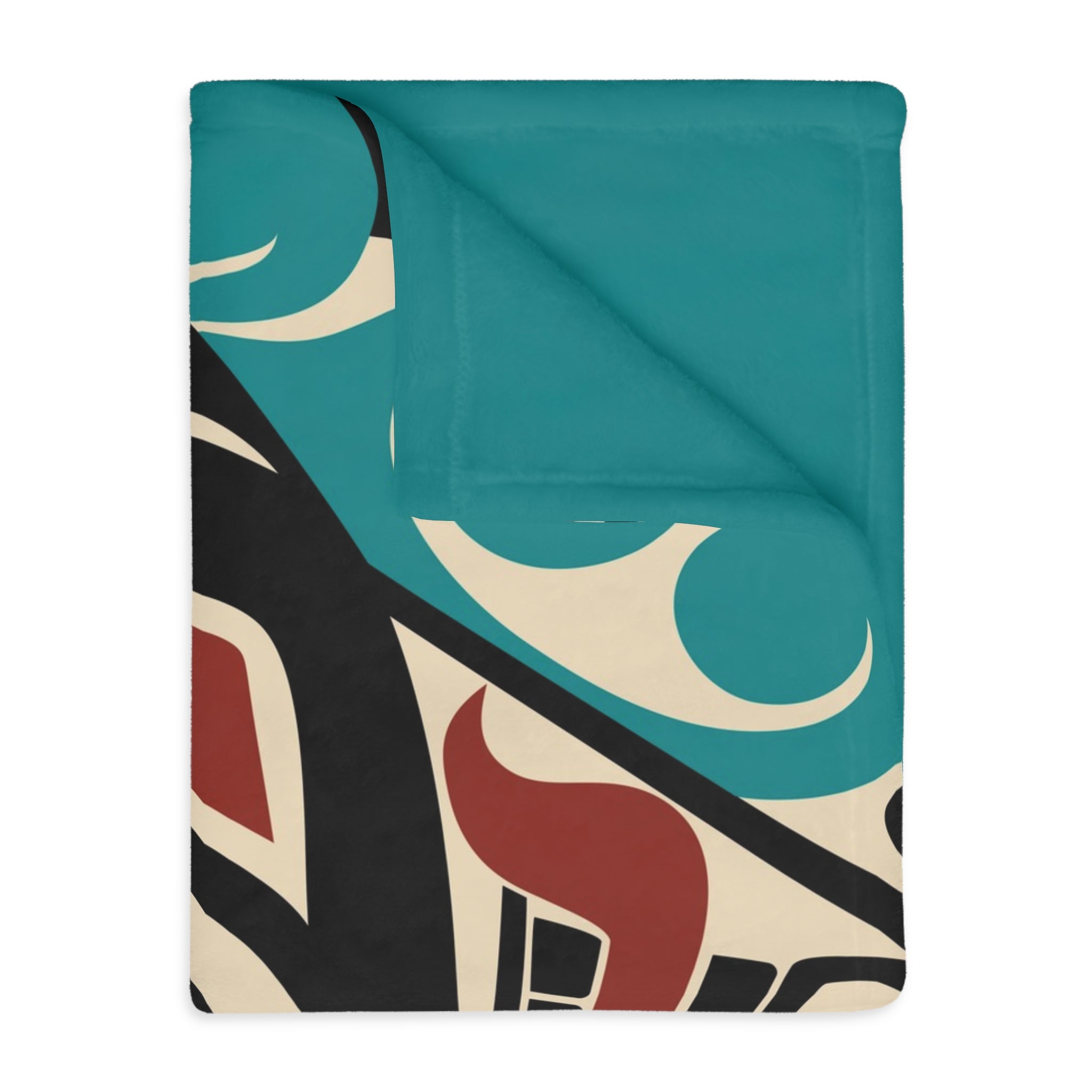 Reversible Coral Fleece Blanket | Classic Tribal Orca | Northern Spiritlines™ Signature