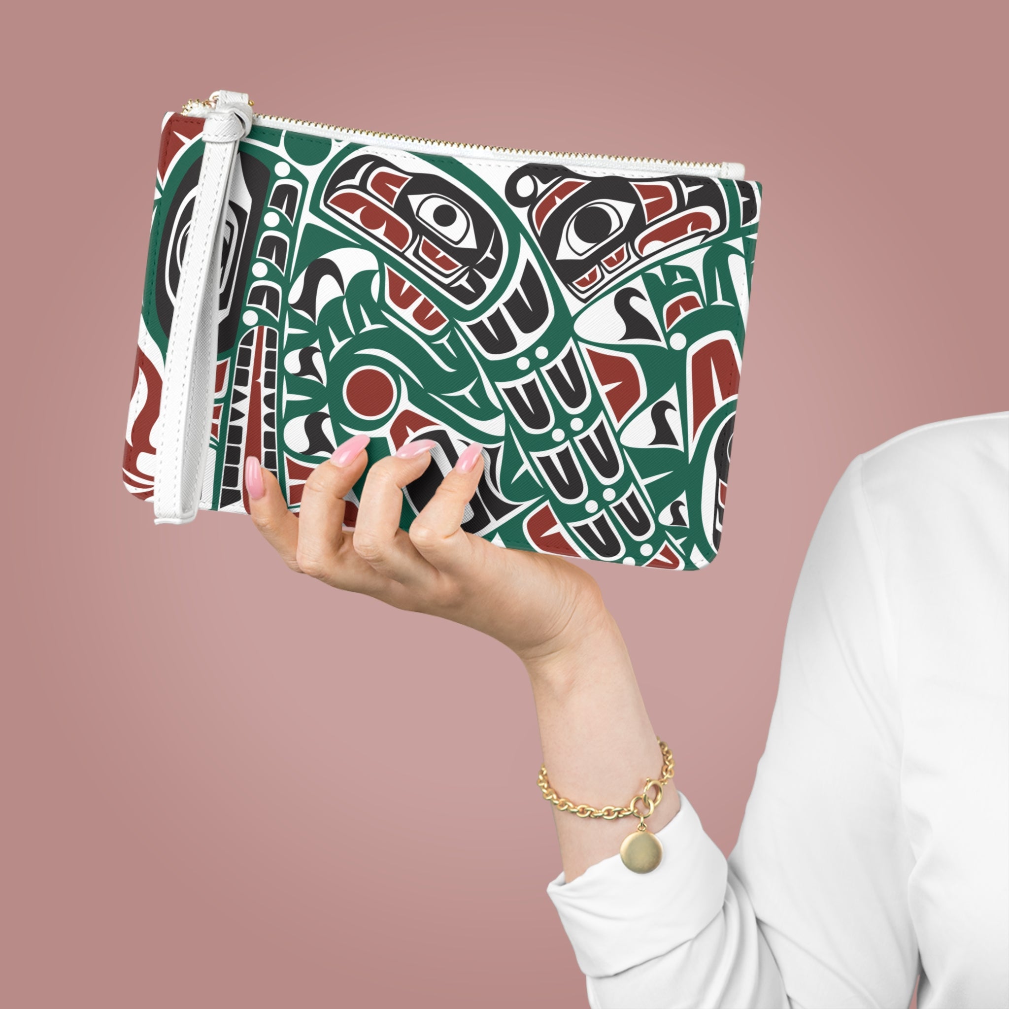 Zipper Wristlet Clutch Bag - Classic Tribal Sea Monster - Northern Spiritlines™