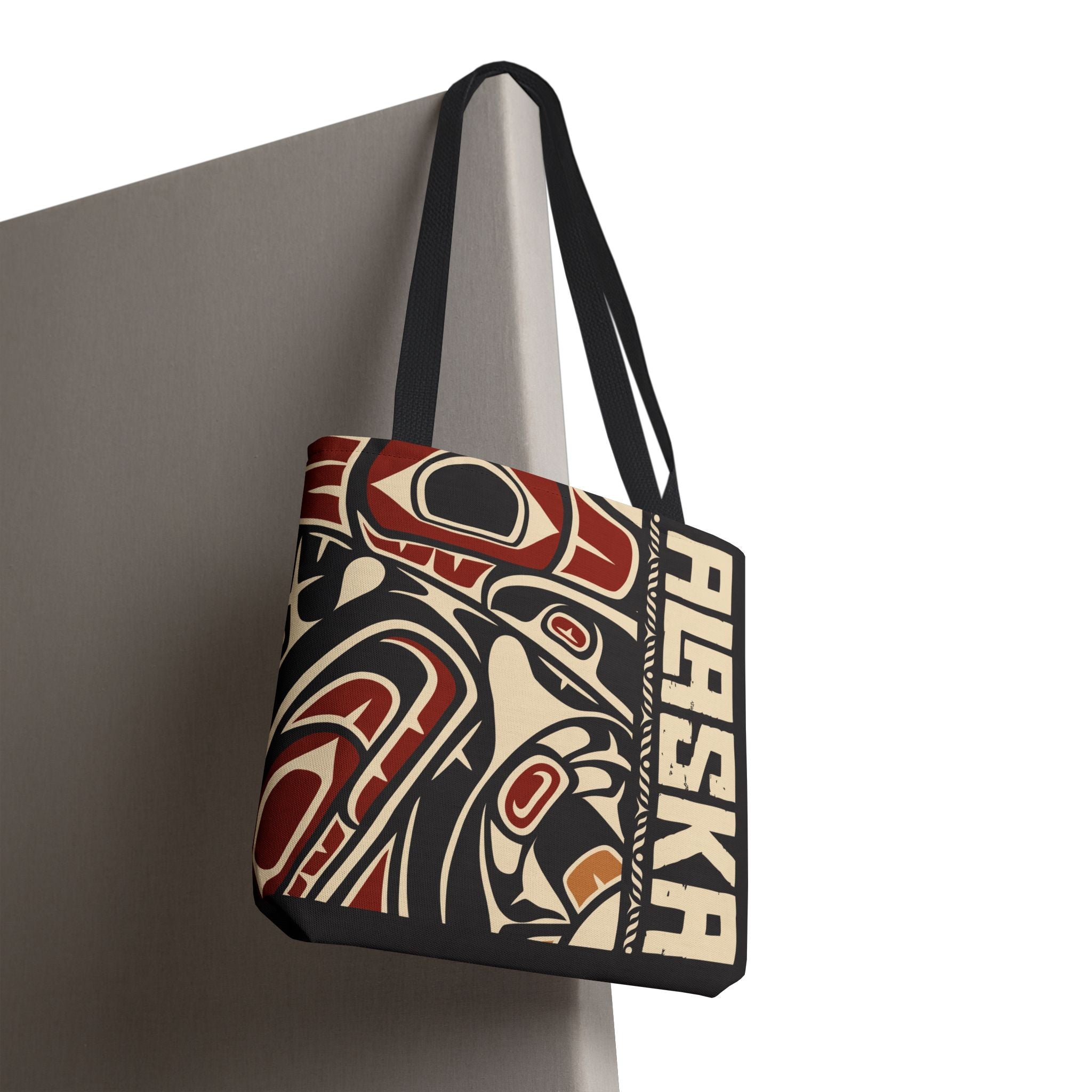 Canvas Tote Bag - Style No. 1 Rustic Alaska Tribal Raven - AK State Line™ Collection
