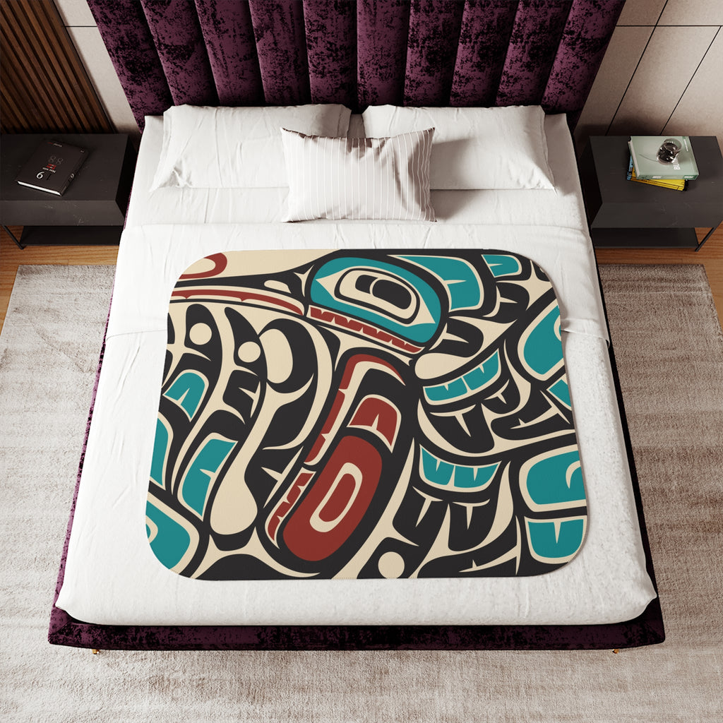 Sherpa Fleece Blanket - Classic Tribal Hummingbird - Northern Spiritlines™