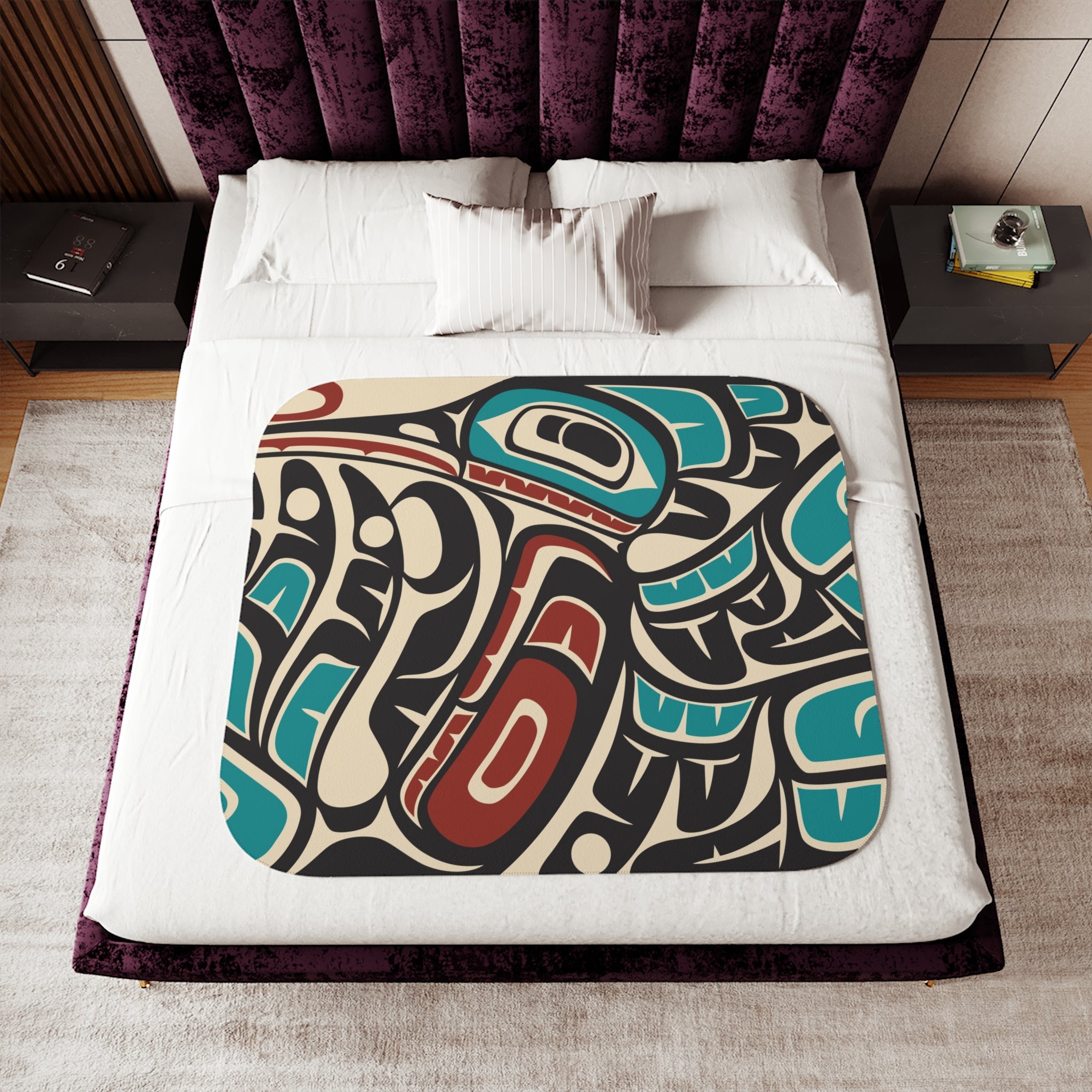 Sherpa Fleece Blanket - Classic Tribal Hummingbird - Northern Spiritlines™