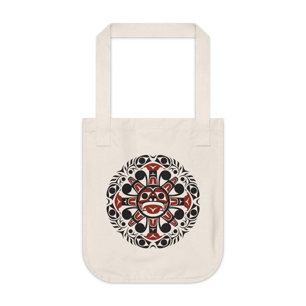 Organic Canvas Tote Bag - Classic Tribal Sun in Black + Red - Northern Spiritlines™