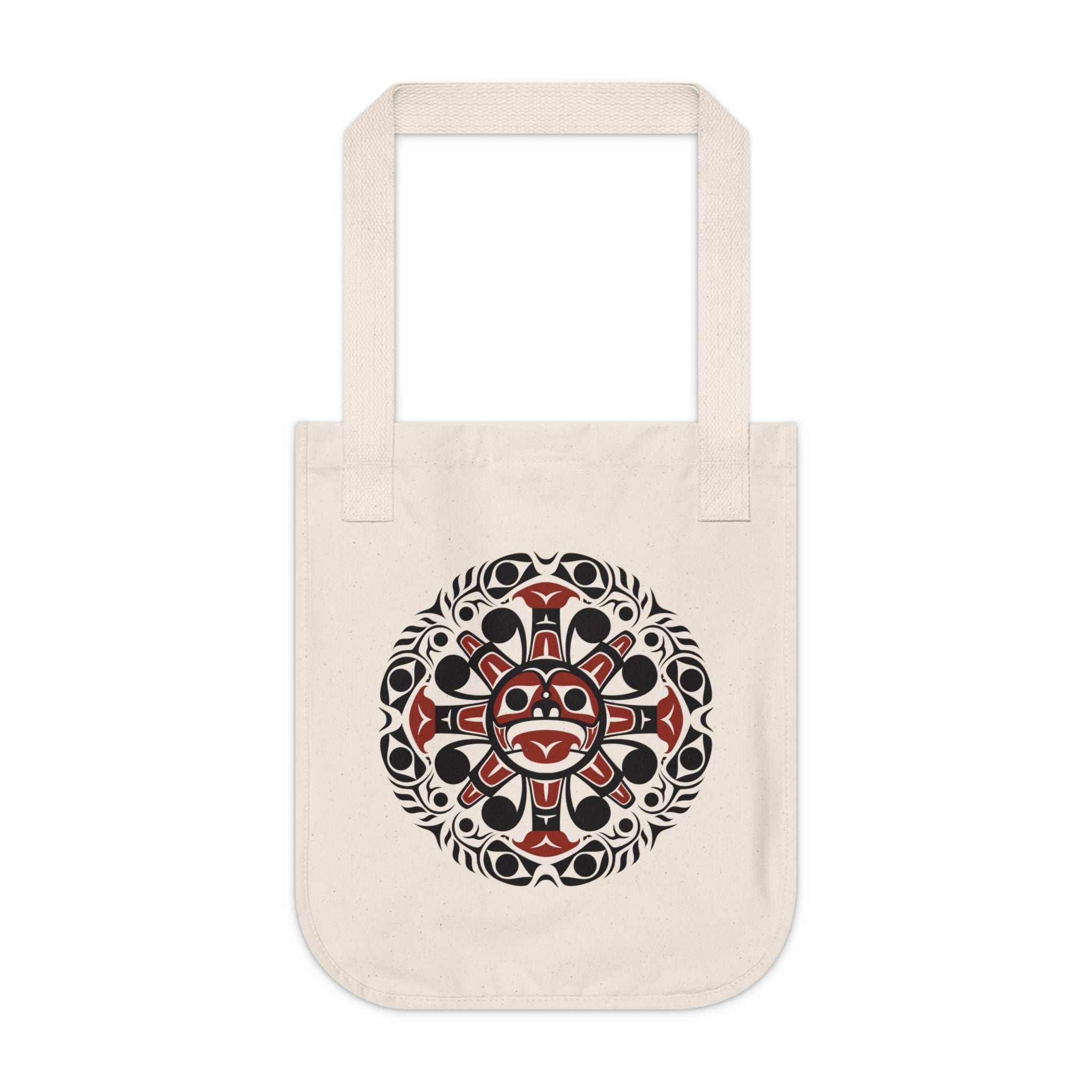 Organic Canvas Tote Bag - Classic Tribal Sun in Black + Red - Northern Spiritlines™