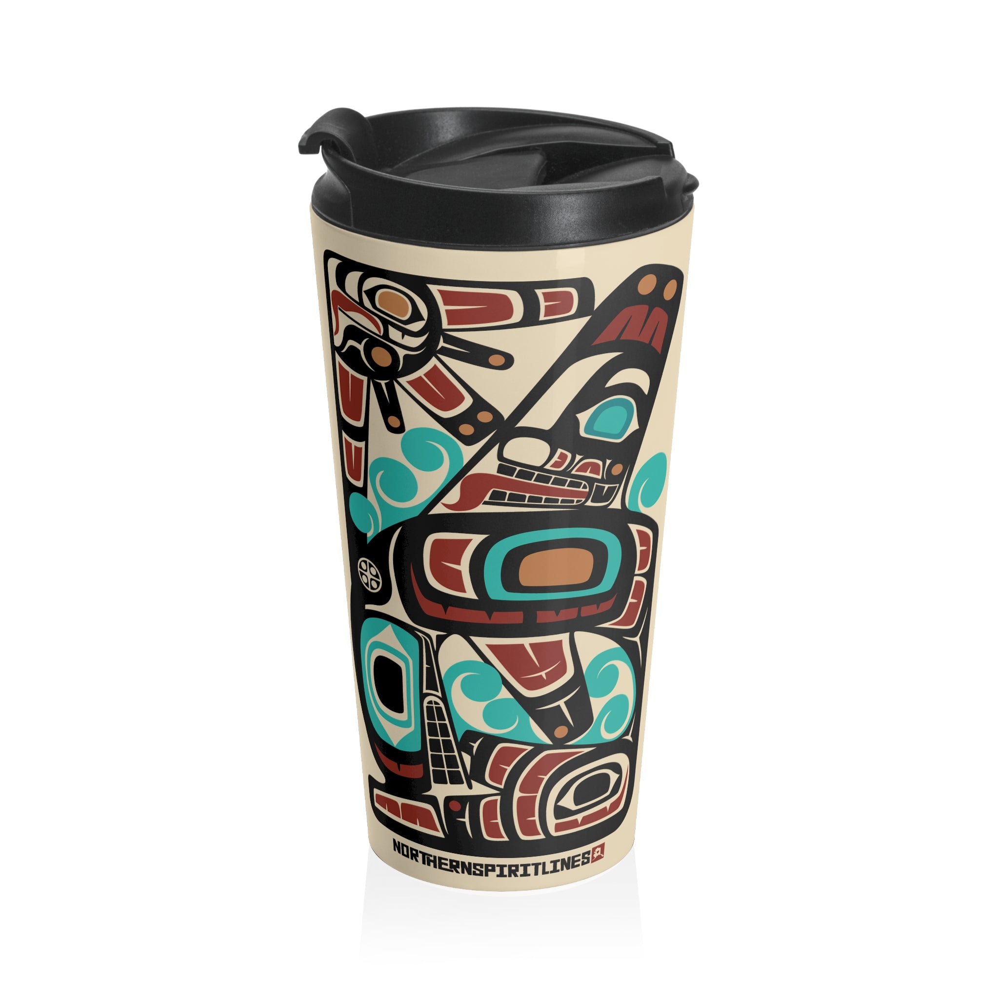 15 oz. Coffee Travel Tumbler | Classic Tribal Orca | Signature Collection