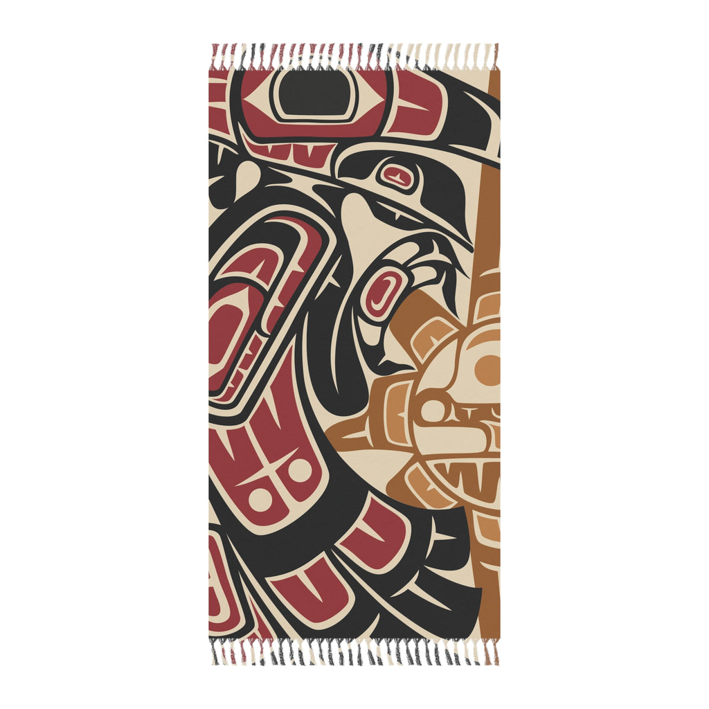 Boho Fringe Beach Cloth - Classic Tribal Raven Print - Northern Spiritlines™