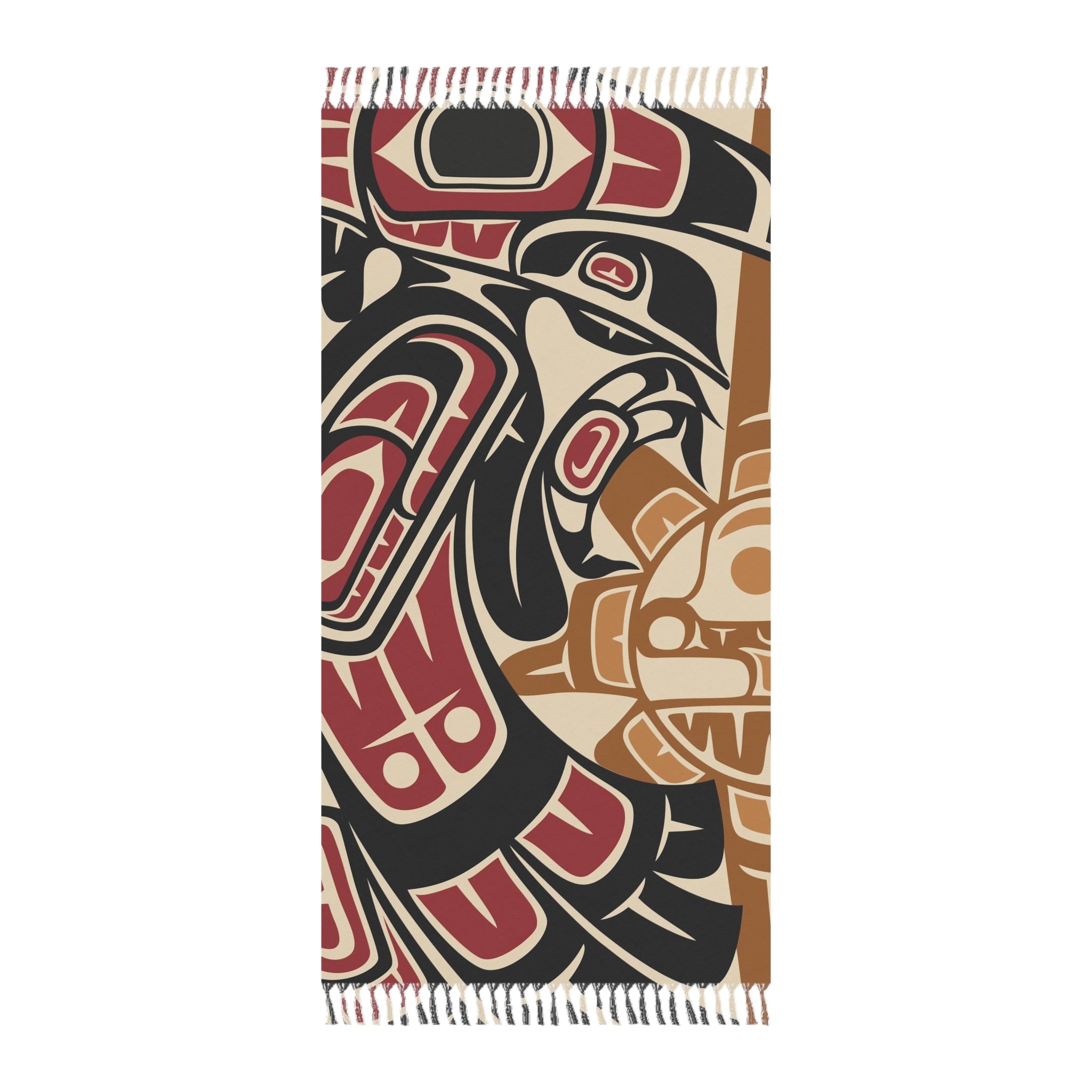 Boho Fringe Beach Cloth - Classic Tribal Raven Print - Northern Spiritlines™