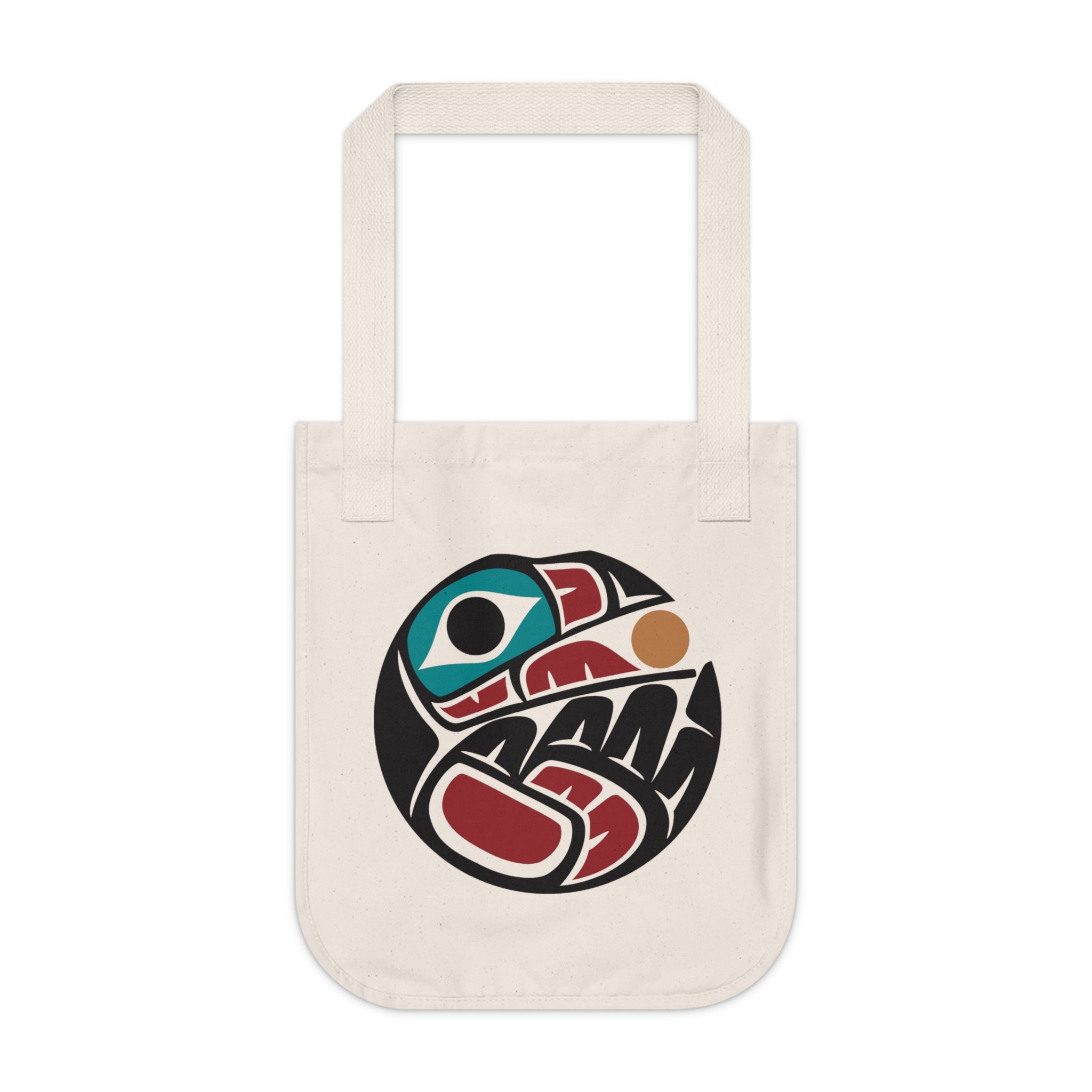 Organic Canvas Tote Bag - Classic Tribal Raven Insignia - AK State Line™ Collection
