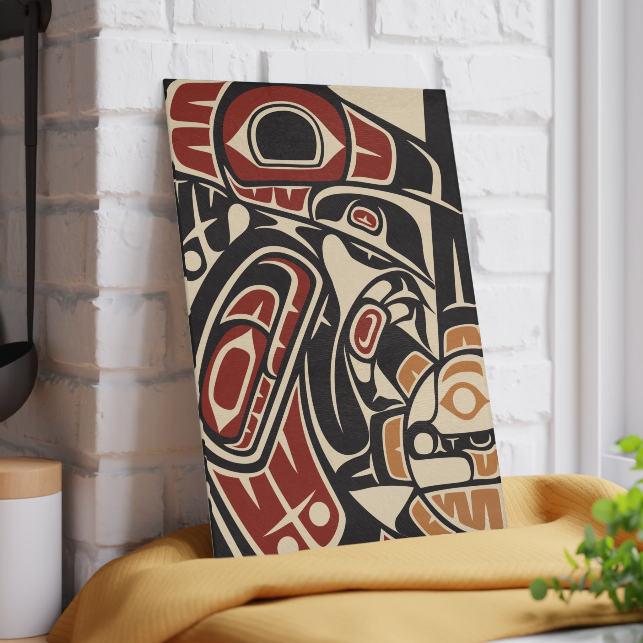 Glass Cutting Board - Classic Tribal Raven Print - Northern Spiritlines™