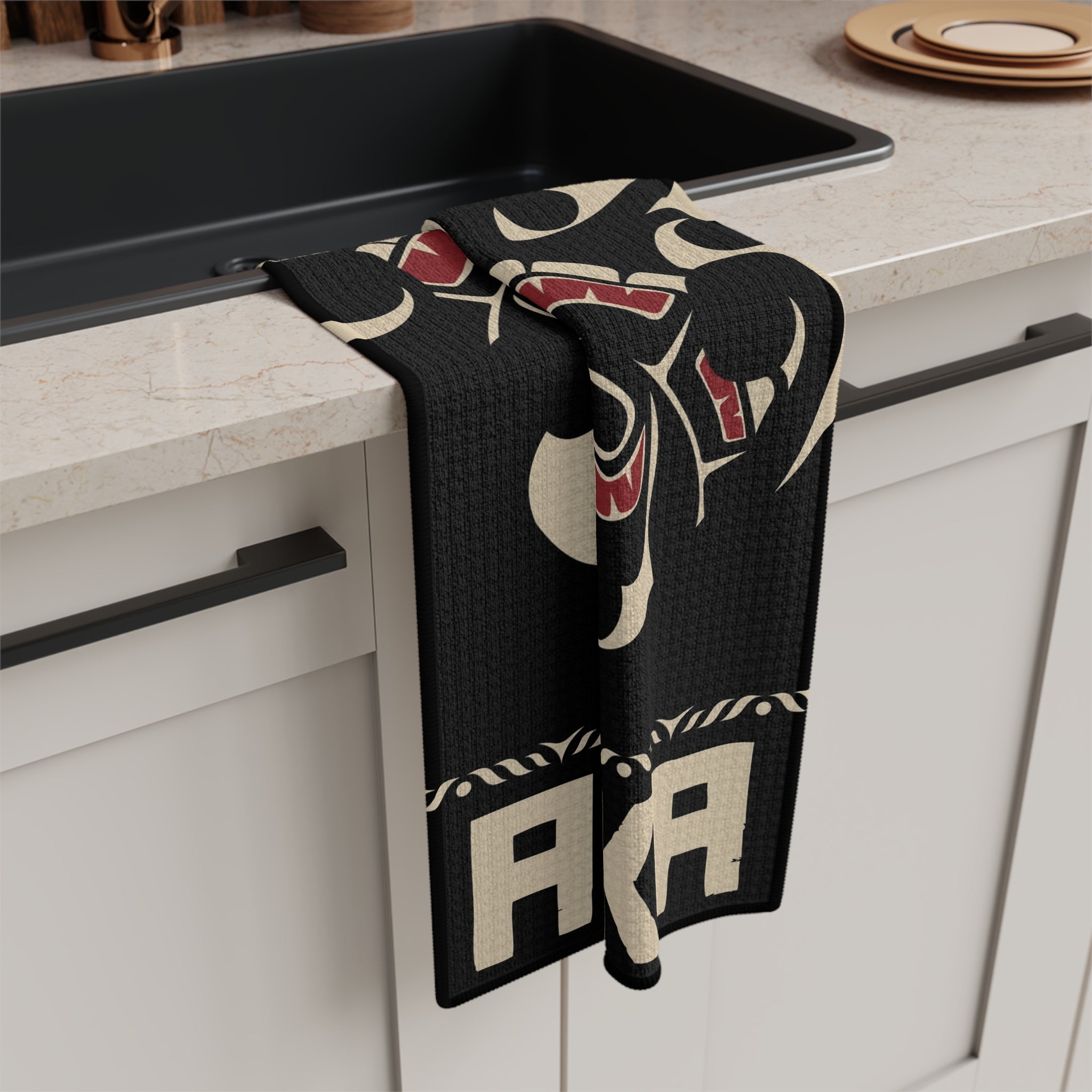Tea Towel | 18x30" Waffle Weave | Alaska Tribal Salmon | Stateline™ Collection