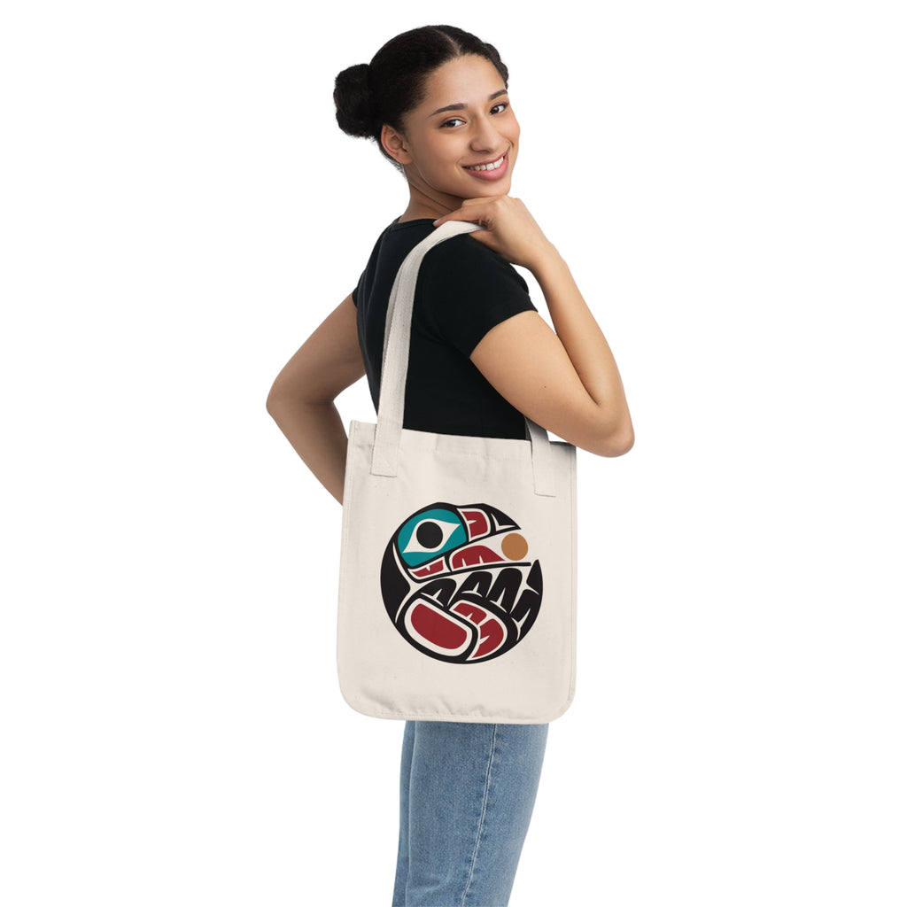 Organic Canvas Tote Bag - Classic Tribal Raven Insignia - AK State Line™ Collection
