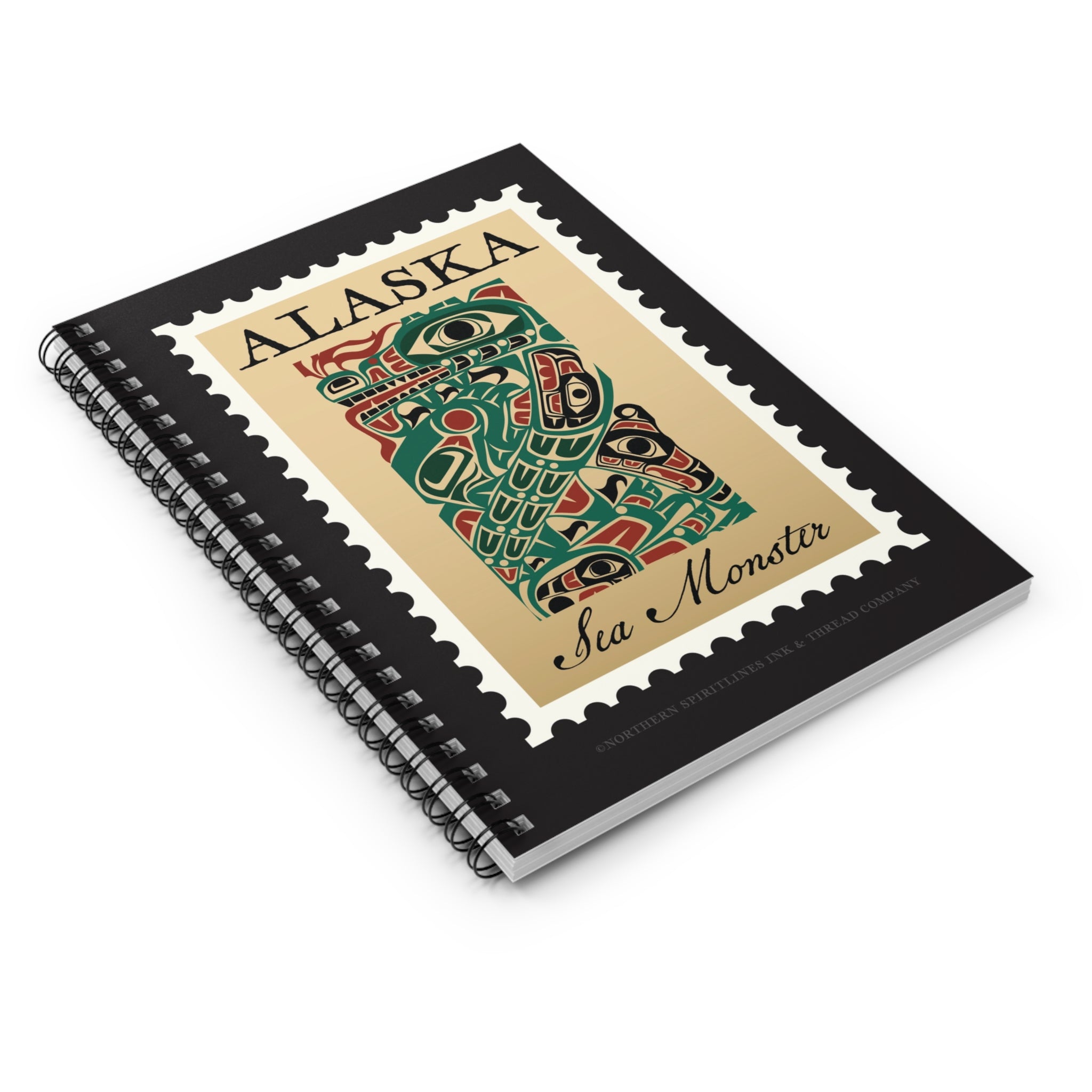 Spiral Notebook/Journal - Alaska Tribal Sea Monster Stamp Print - AK State Line™ Collection