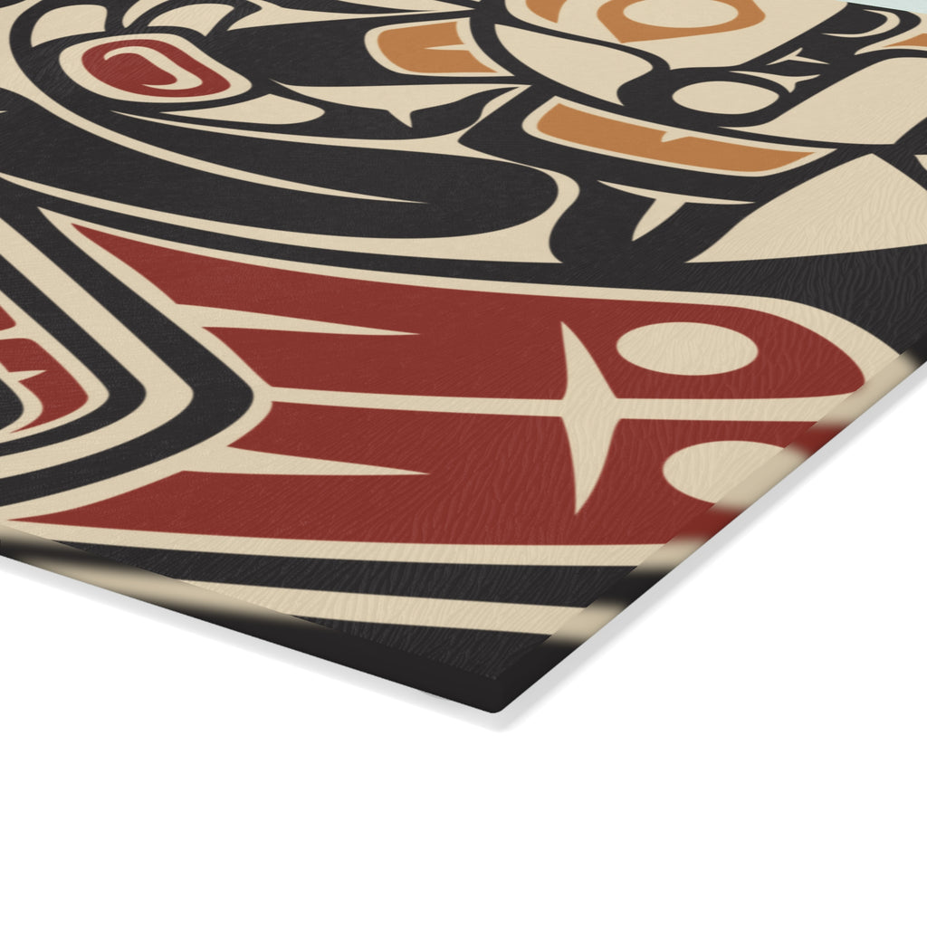 Glass Cutting Board - Classic Tribal Raven Print - Northern Spiritlines™