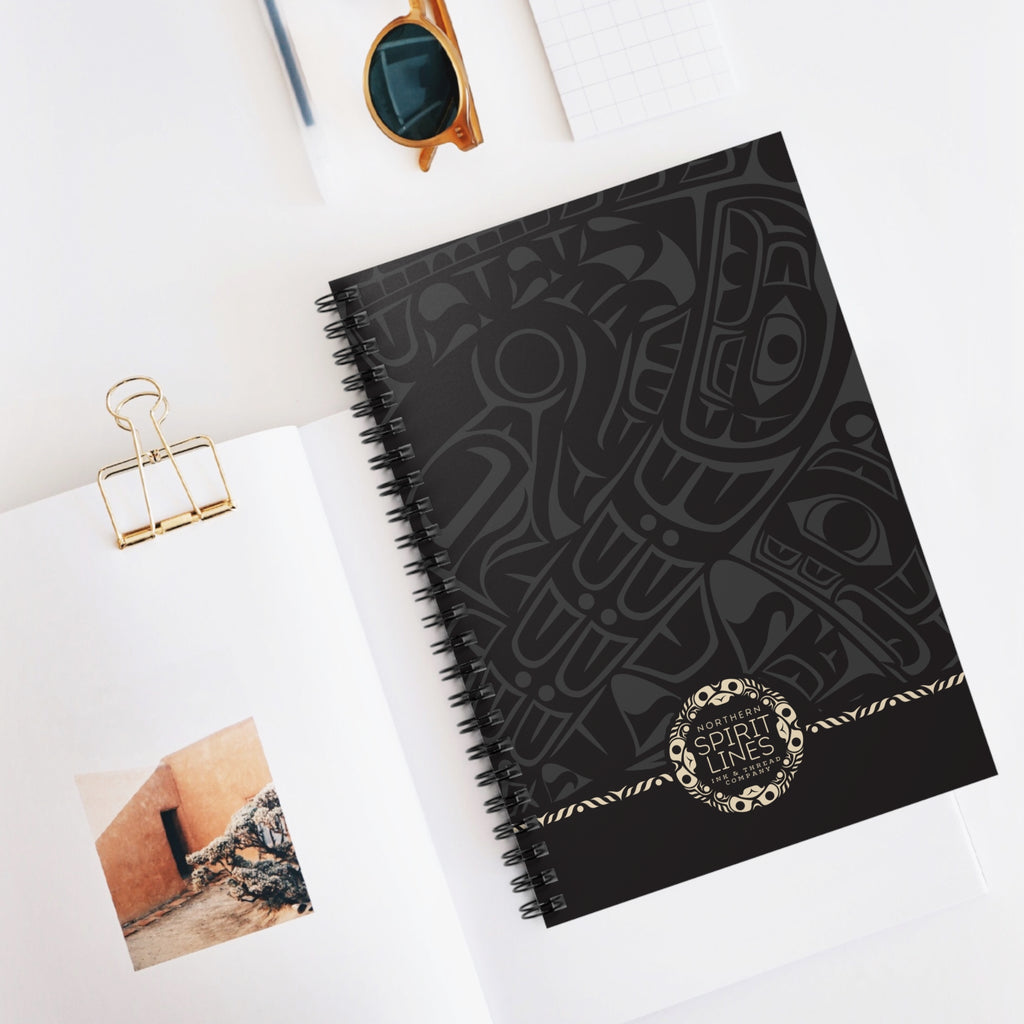 Spiral Notebook, Journal - Classic Smoky Tribal Print - Northern Spiritlines™